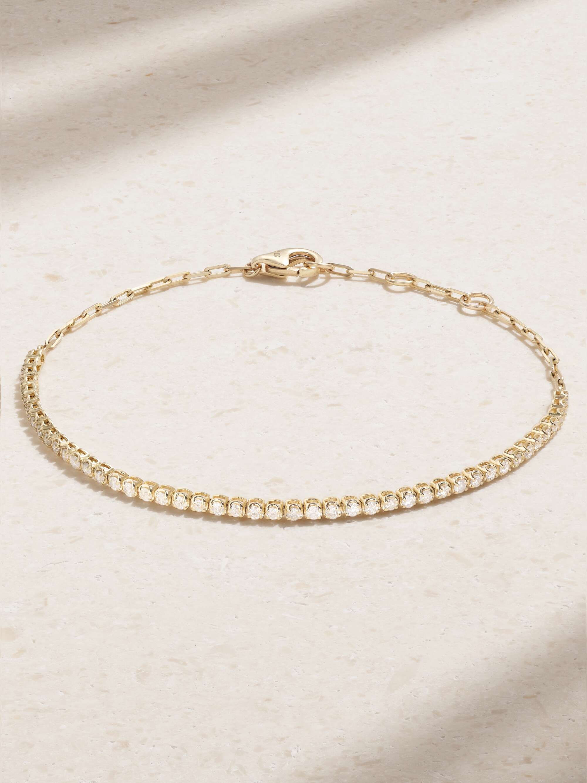 Stone and Strand Gold Initial Bracelet