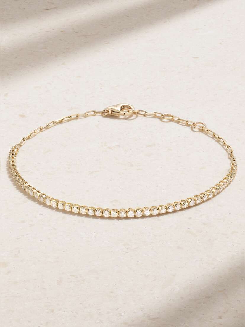 STONE AND STRAND Drop Shot Gold Diamond Bracelet