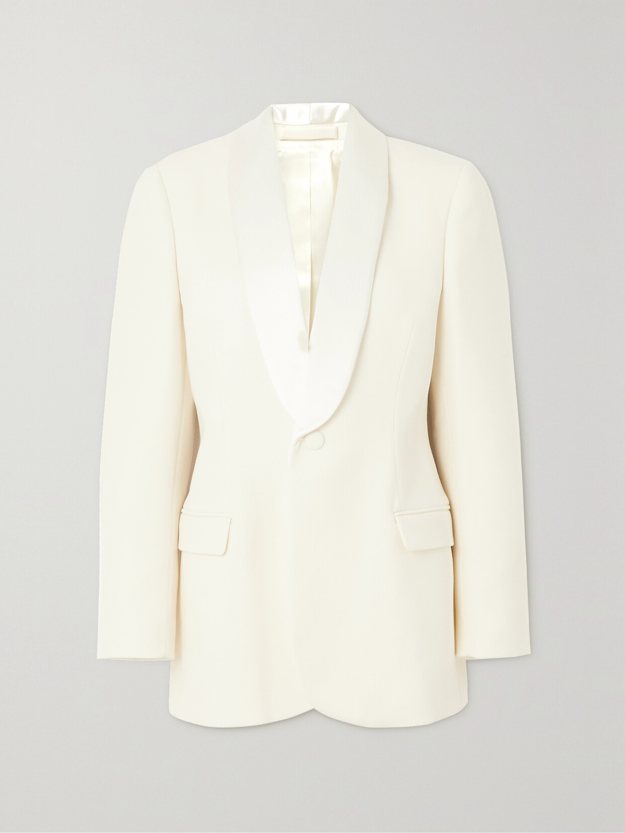 WARDROBE. NYC - Satin-trimmed Merino Wool Blazer - Off-white