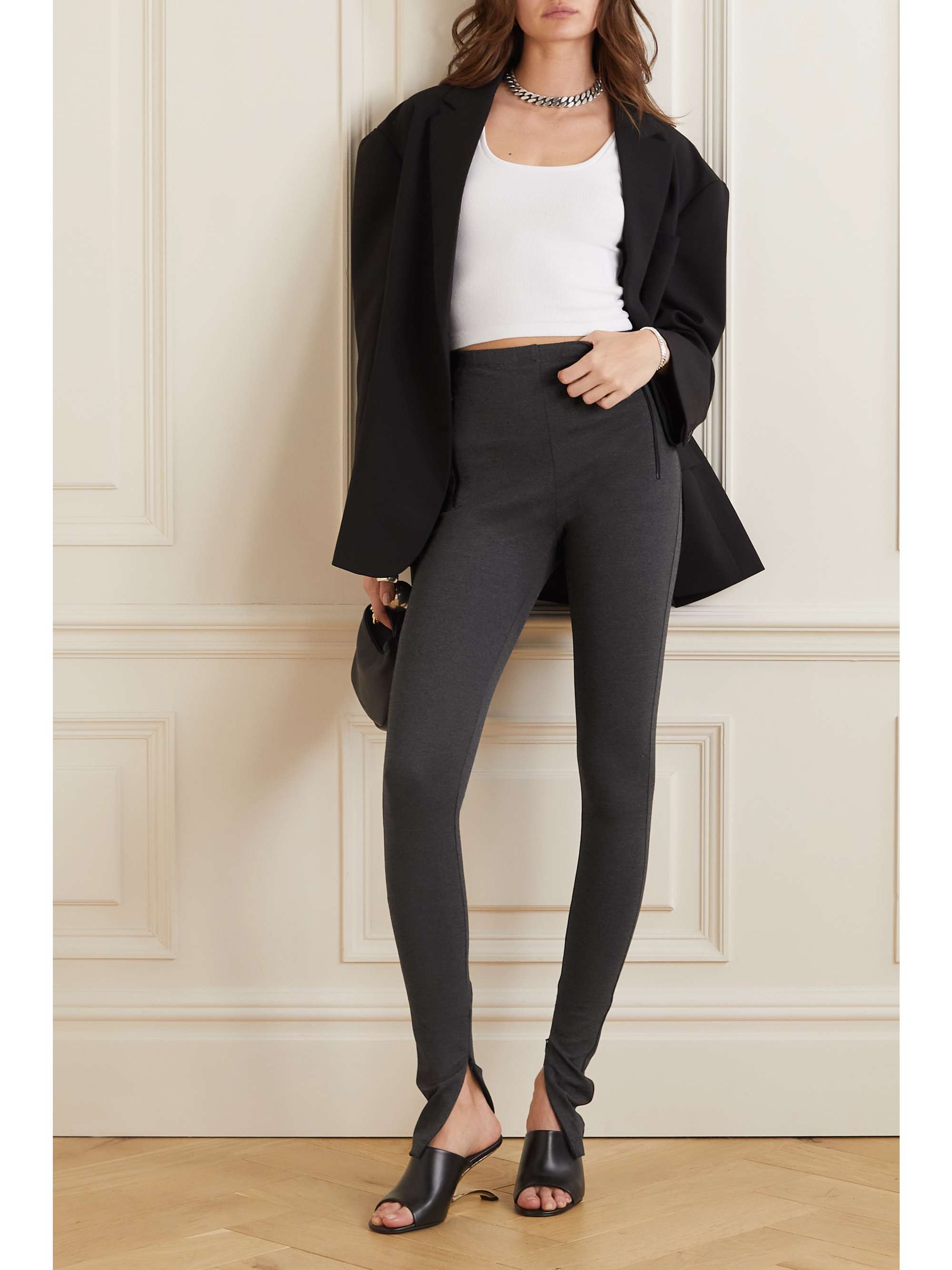 High-rise stirrup leggings in black - Wardrobe NYC