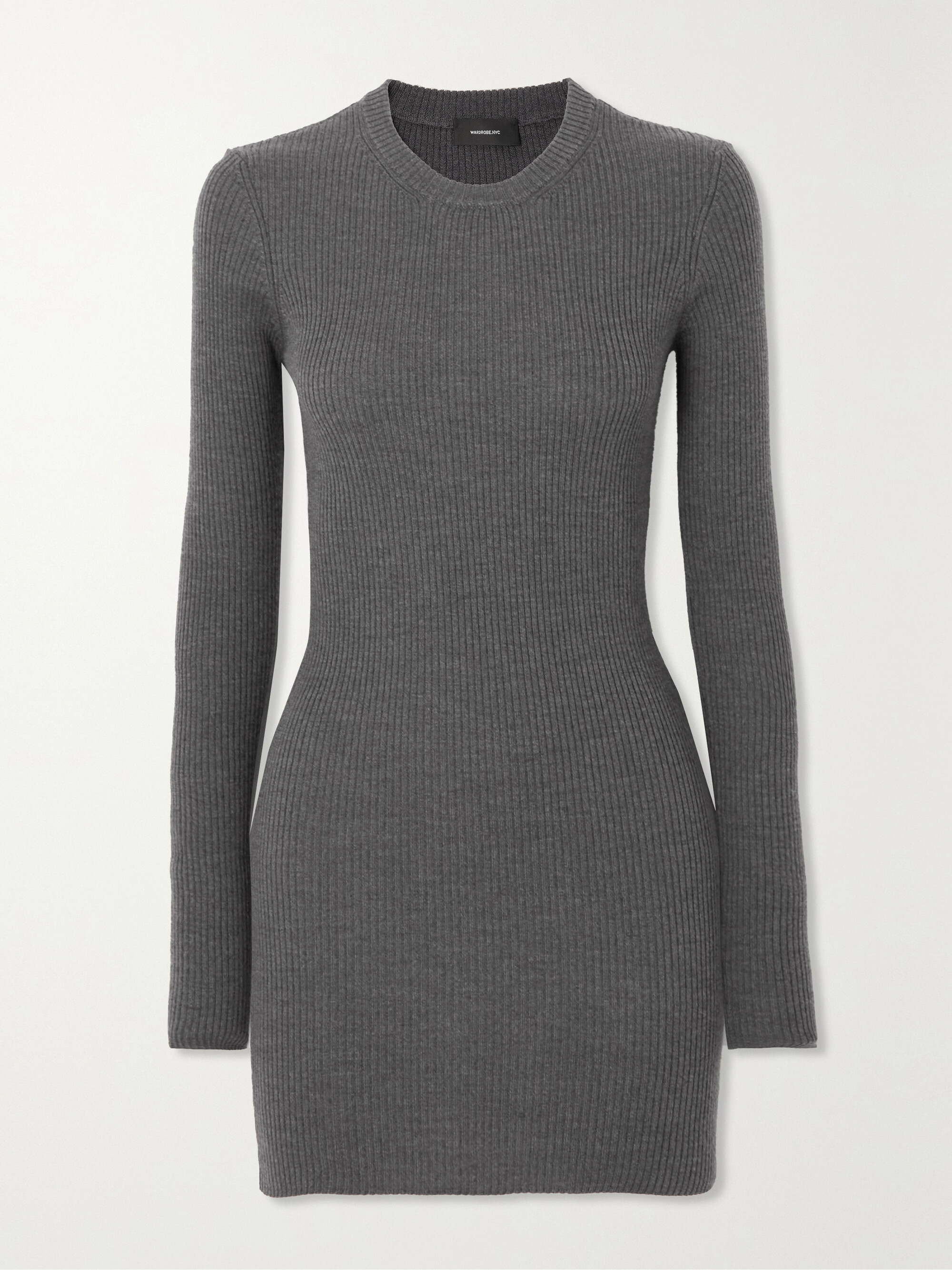 Wardrobe.NYC Ribbed merino wool mini dress