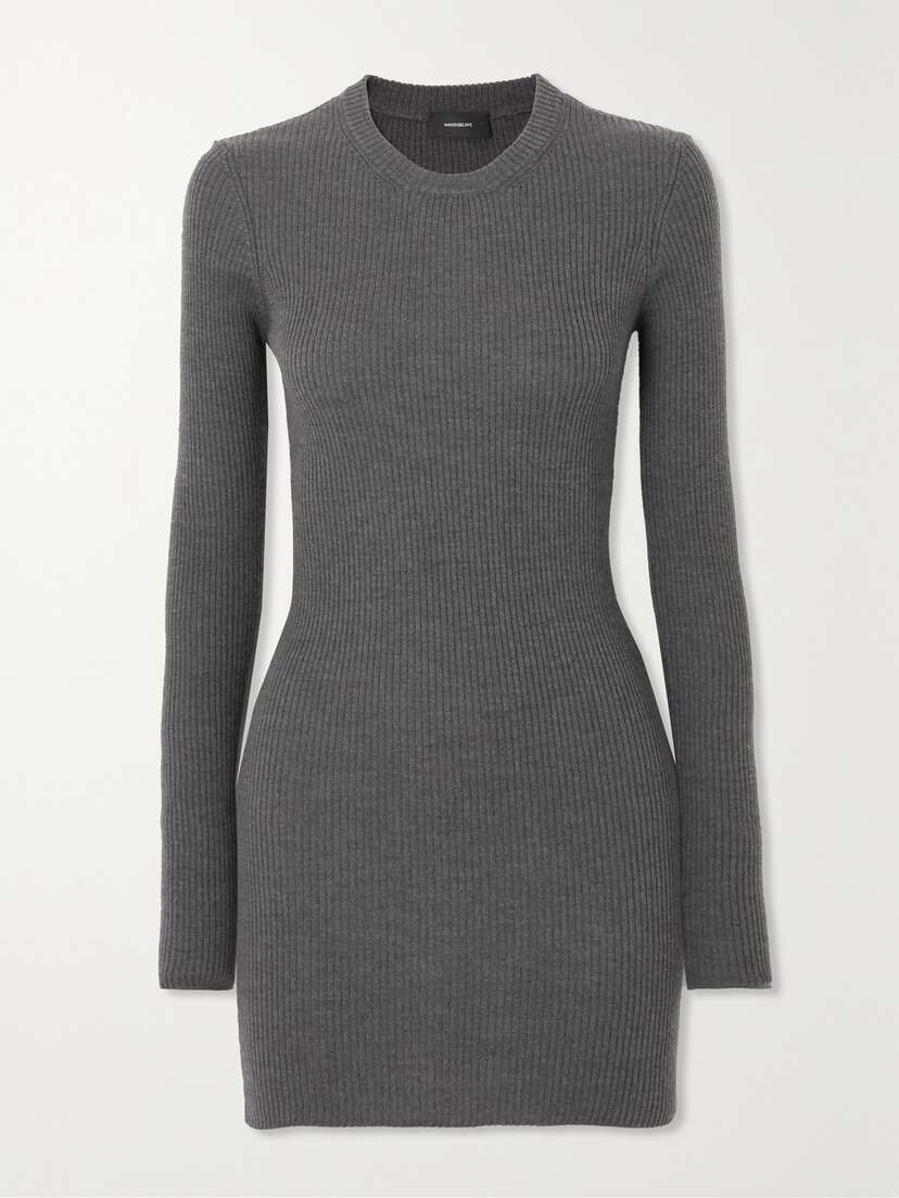 Wardrobe.NYC Ribbed Merino Wool Mini Dress