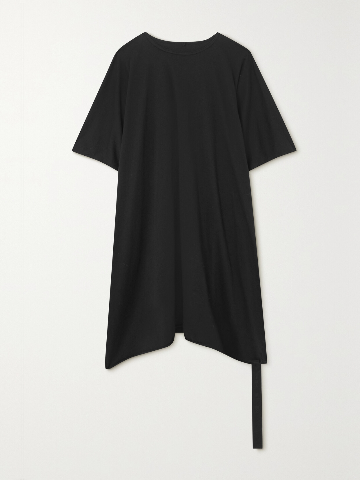 Rick Owens Minerva Oversized Belted Cotton-jersey Tunic In Black