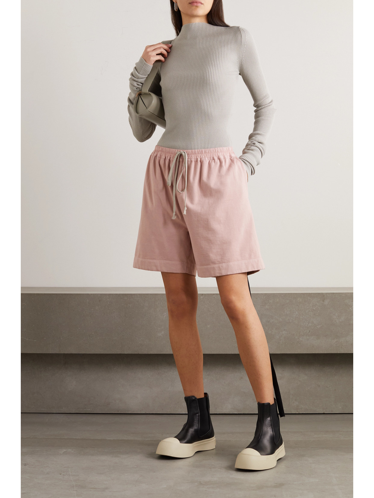 Shop Rick Owens Cotton-jersey Shorts In Pink