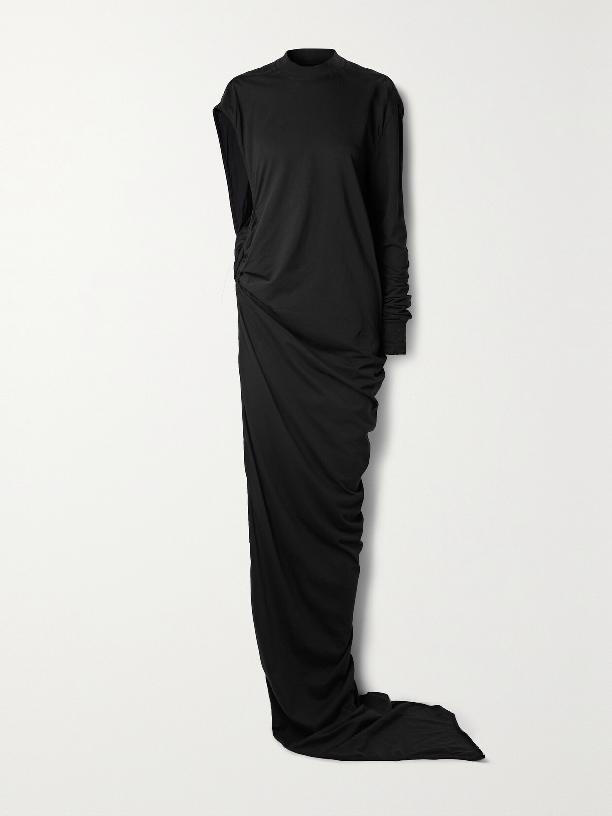 Rick Owens - Edfu Asymmetric Draped One-sleeve Cotton-jersey Dress - Black