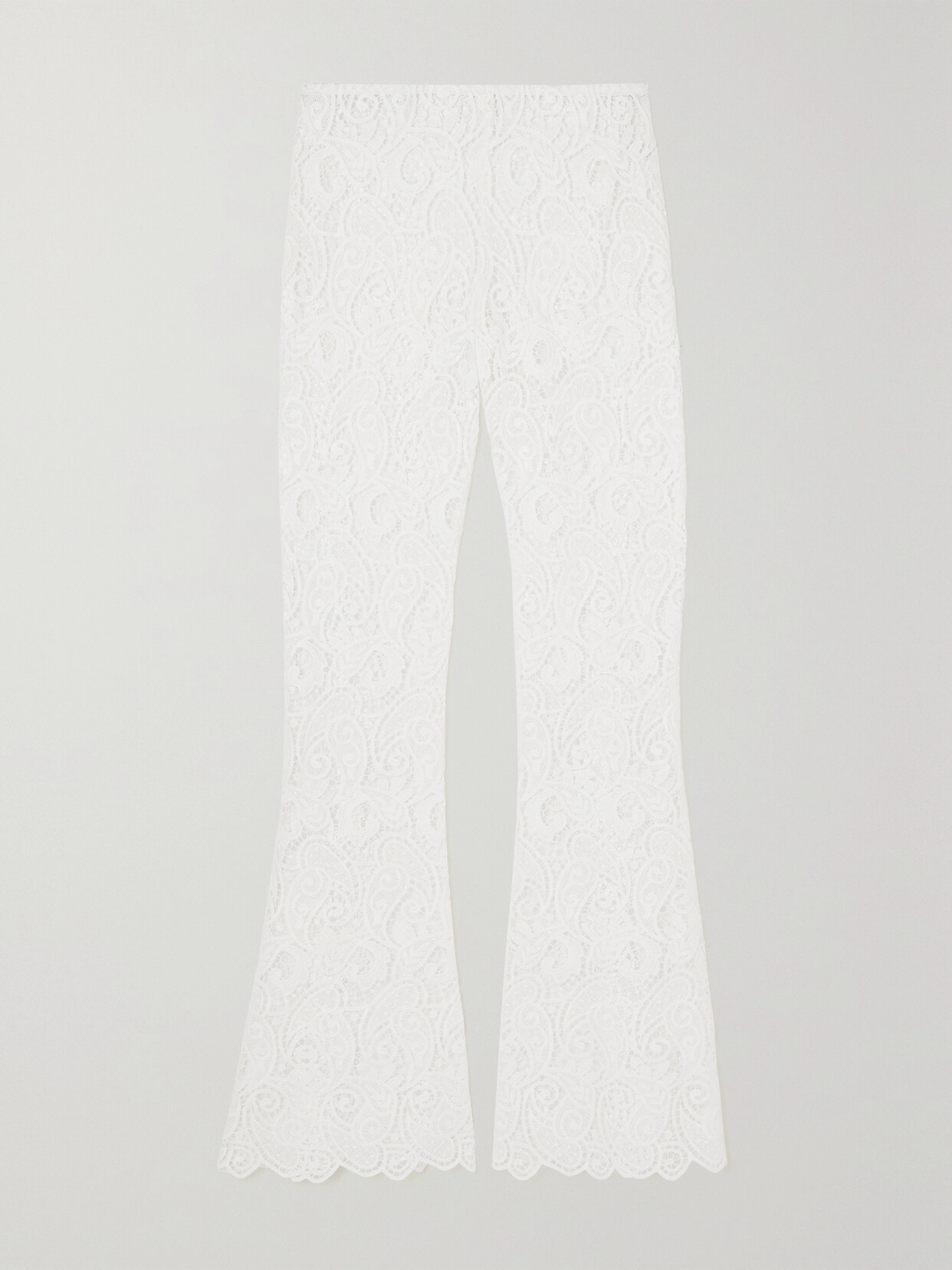Dodo Bar Or - Garix Scalloped Guipure Lace Flared Pants - White