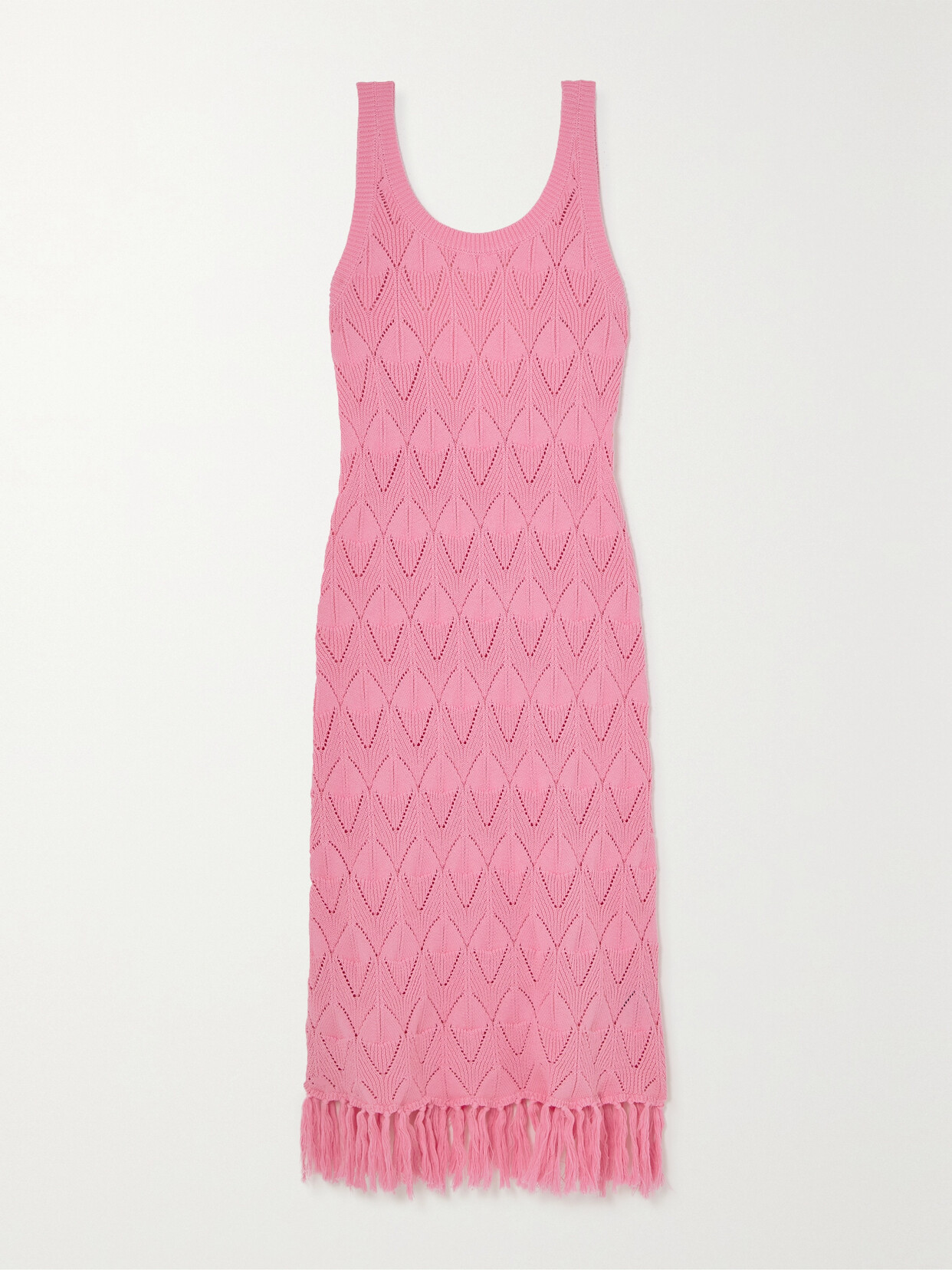 Dodo Bar Or - Joe Fringed Pointelle-knit Cotton Midi Dress - Pink