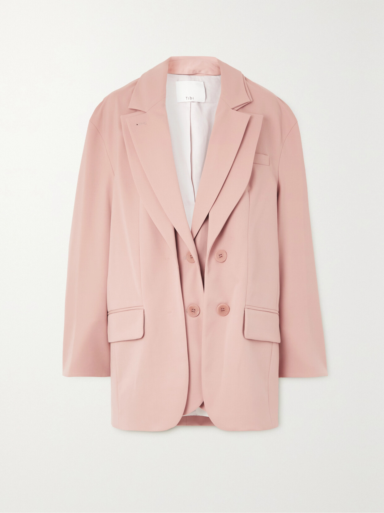 Tibi Layer Liam Wool-blend Blazer In Pink