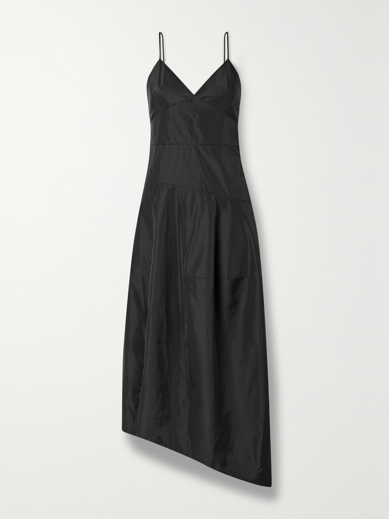 Tibi - Asymmetric Nylon Midi Dress - Black