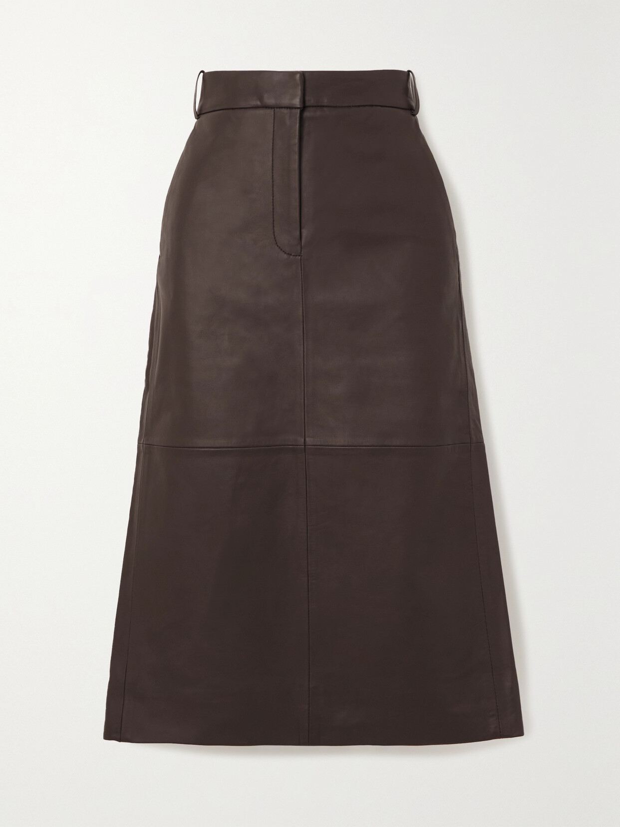 Tibi - Leather Midi Skirt - Brown