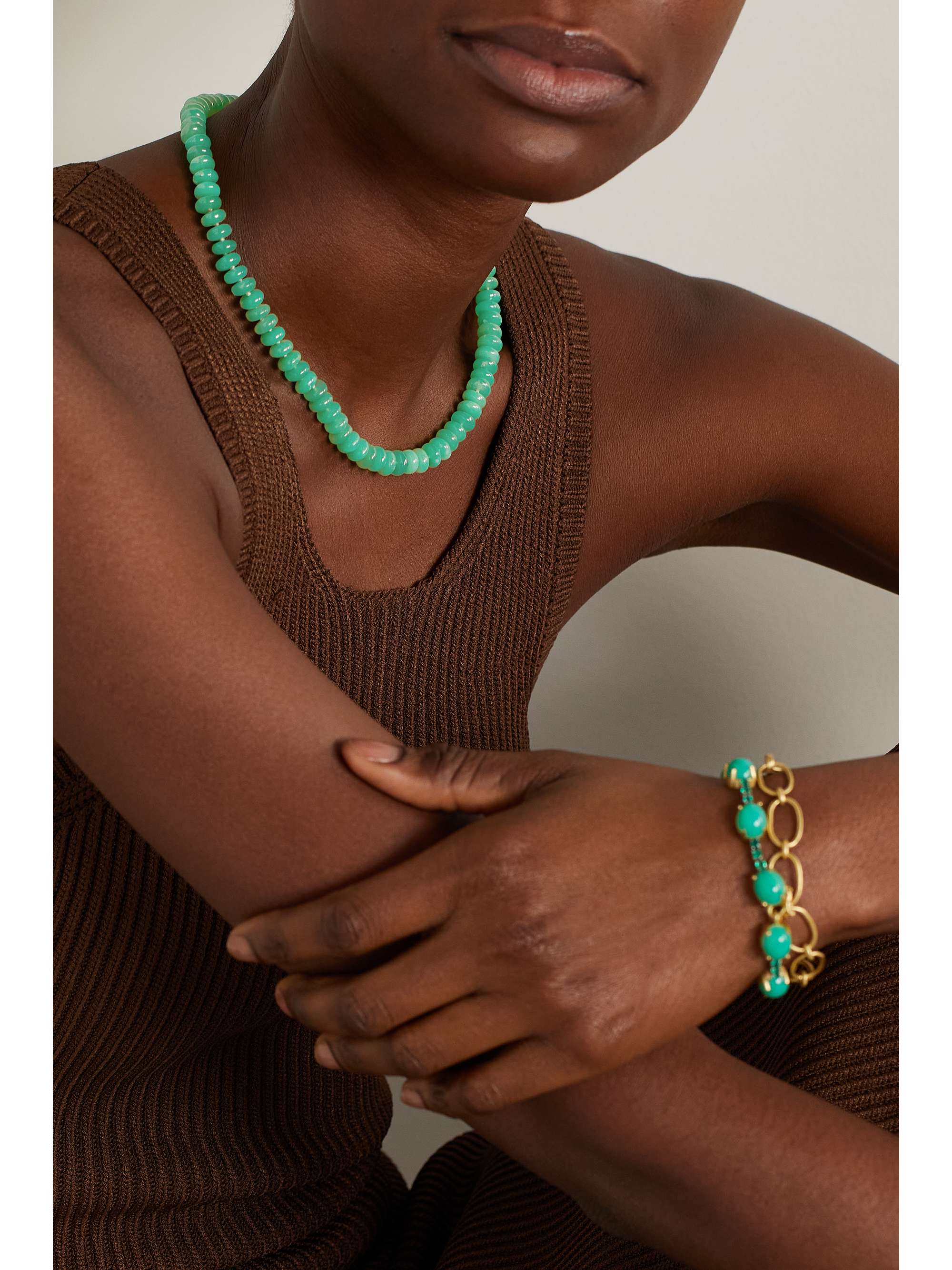 IRENE NEUWIRTH Candy 18-karat gold chrysoprase necklace