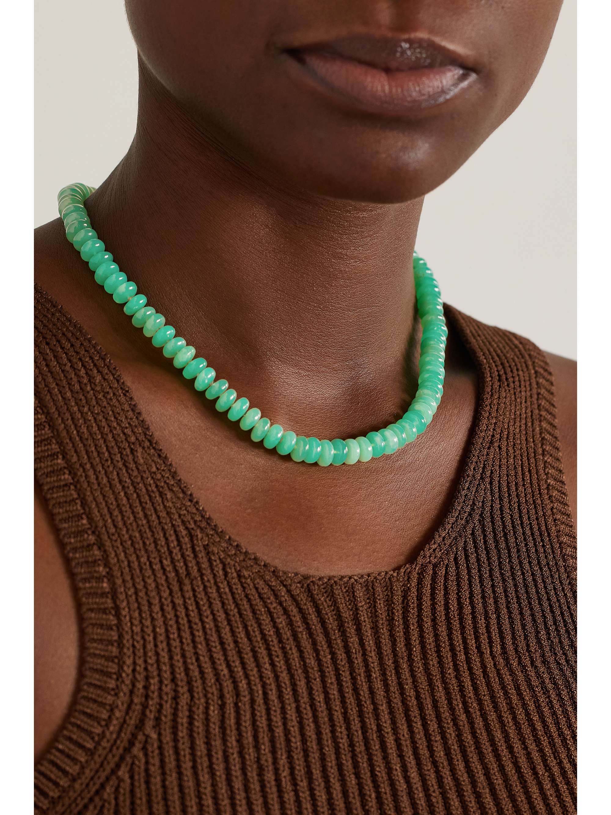 IRENE NEUWIRTH Candy 18-karat gold chrysoprase necklace