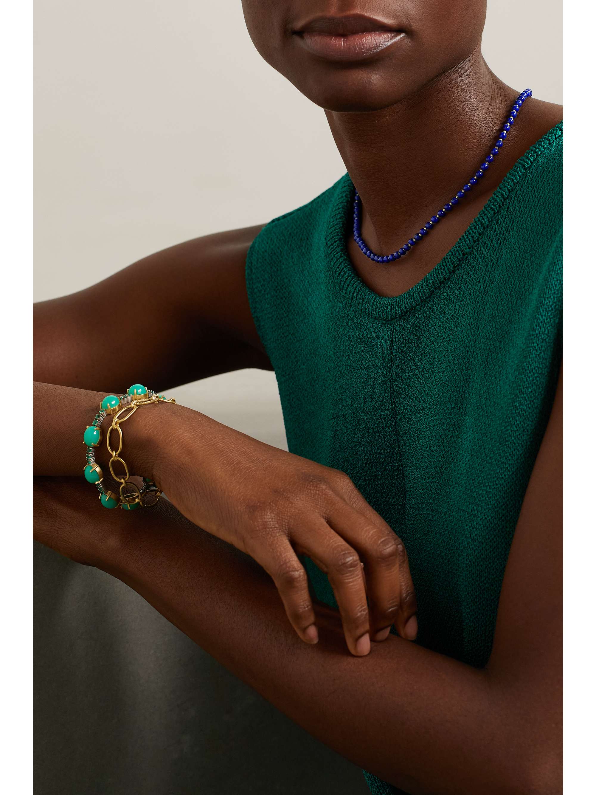 IRENE NEUWIRTH Gumball 18-karat gold lapis lazuli necklace