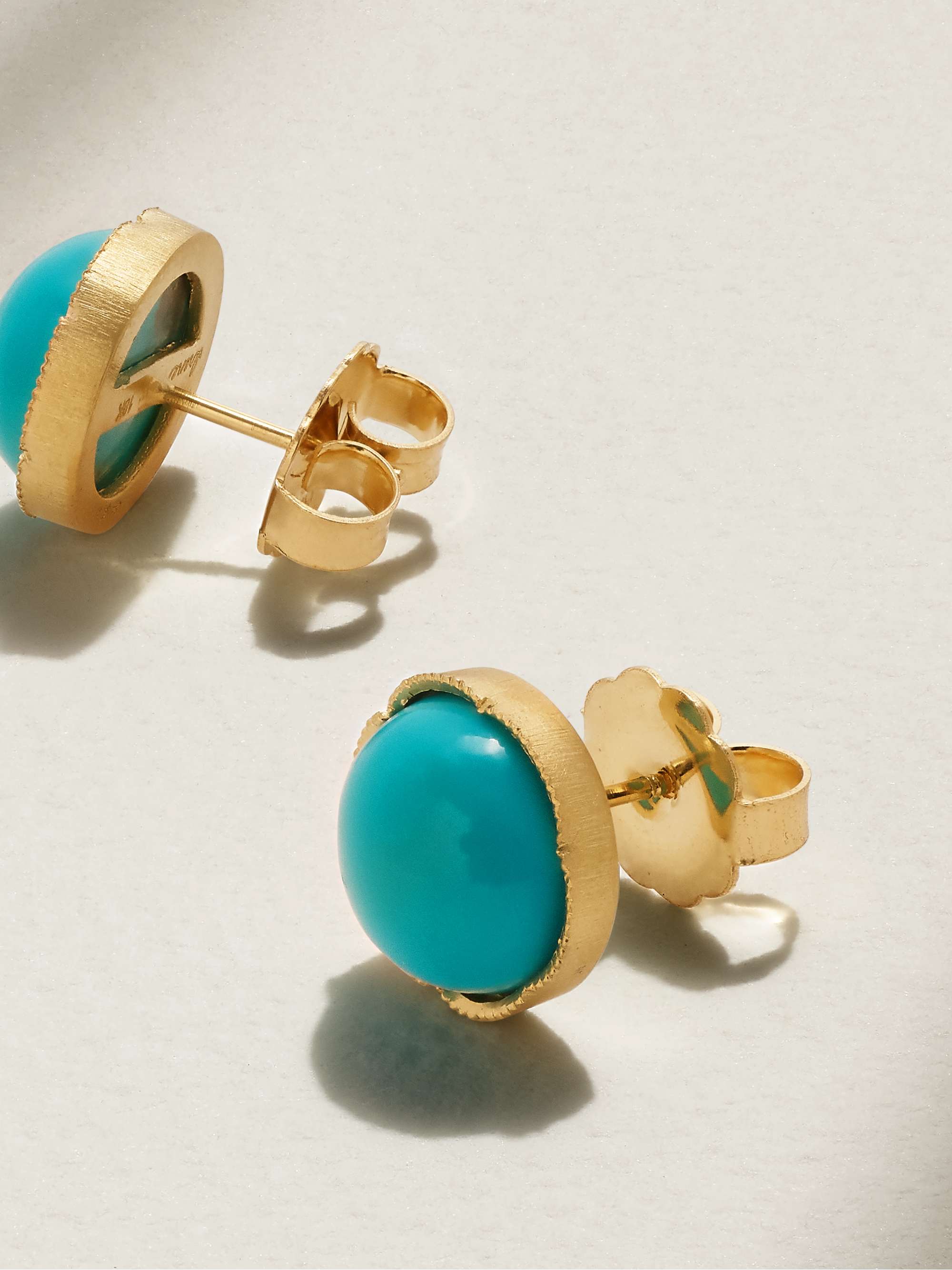 IRENE NEUWIRTH Classic 18-karat gold turquoise earrings