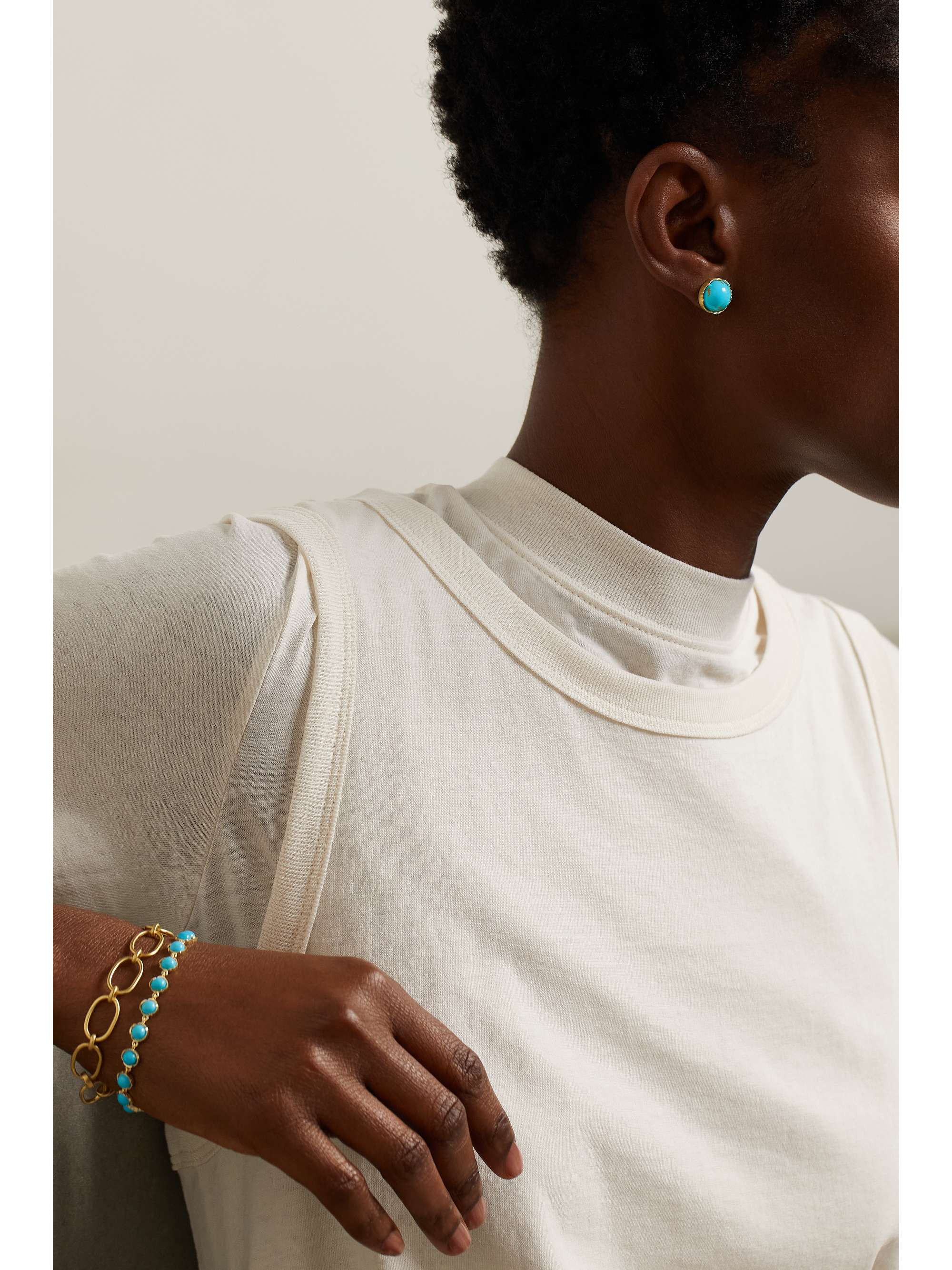 IRENE NEUWIRTH Classic 18-karat gold turquoise earrings