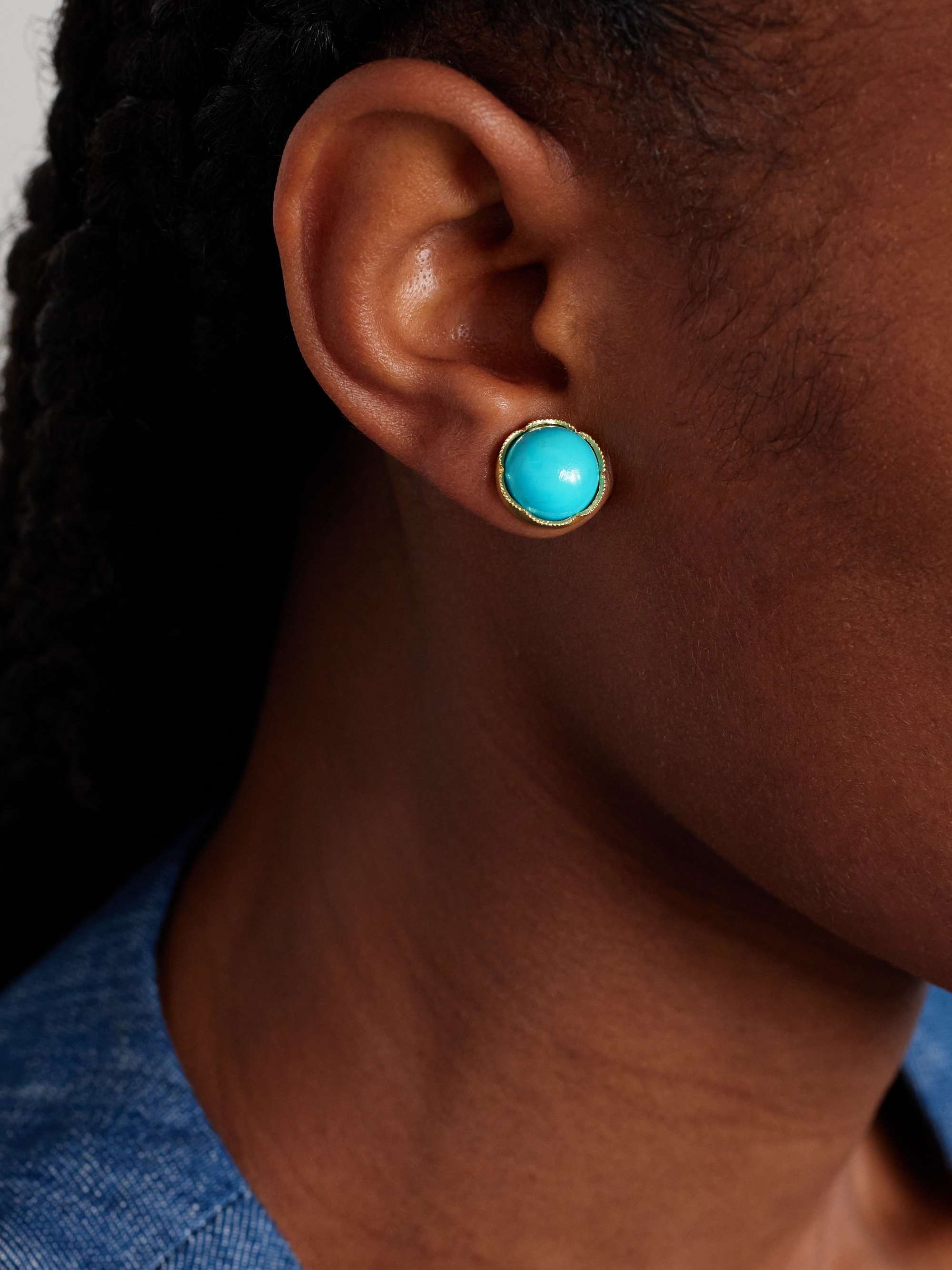 IRENE NEUWIRTH Classic 18-karat gold turquoise earrings