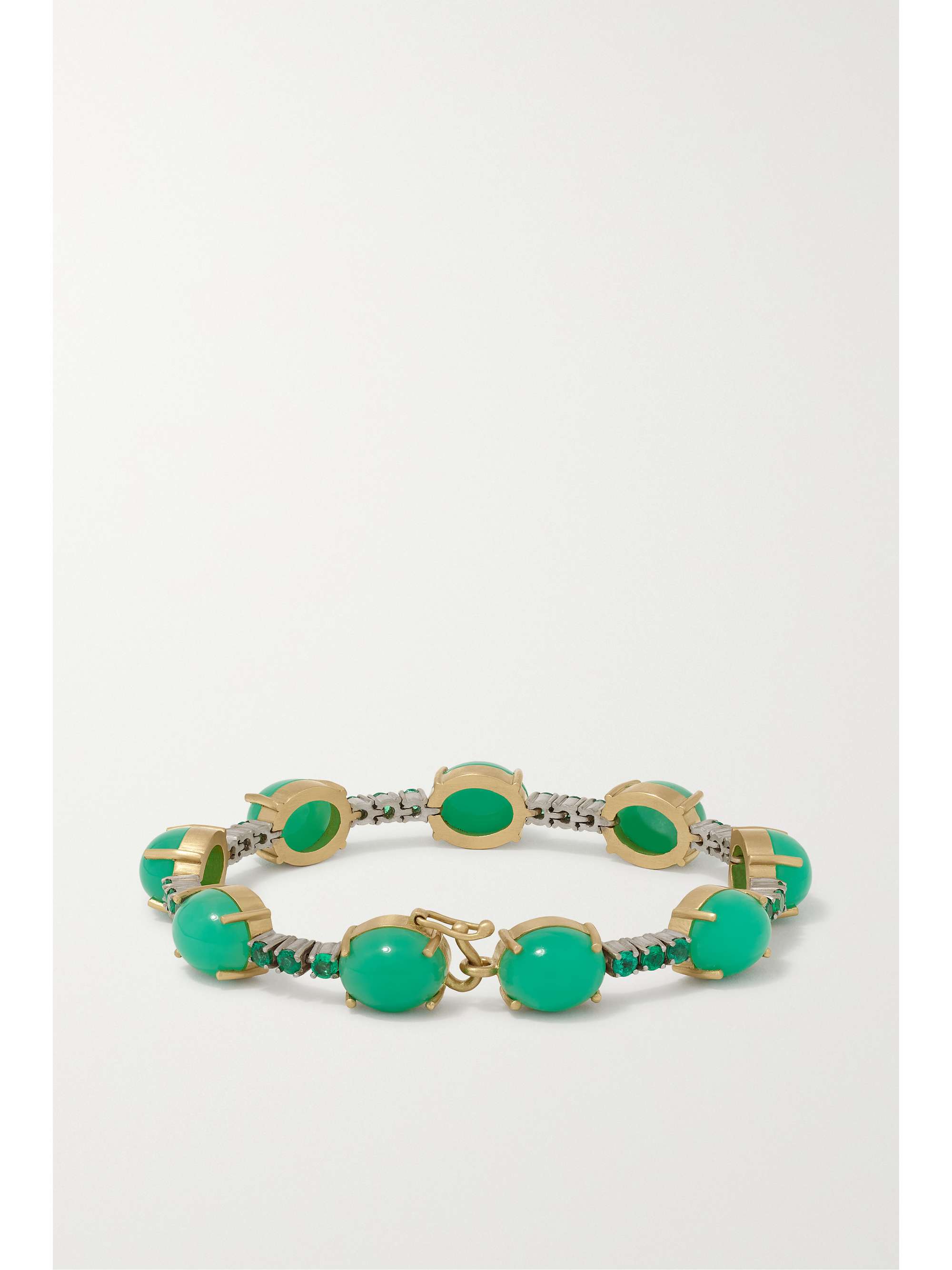 IRENE NEUWIRTH Classic Tennis 18-karat gold, chrysoprase and emerald bracelet