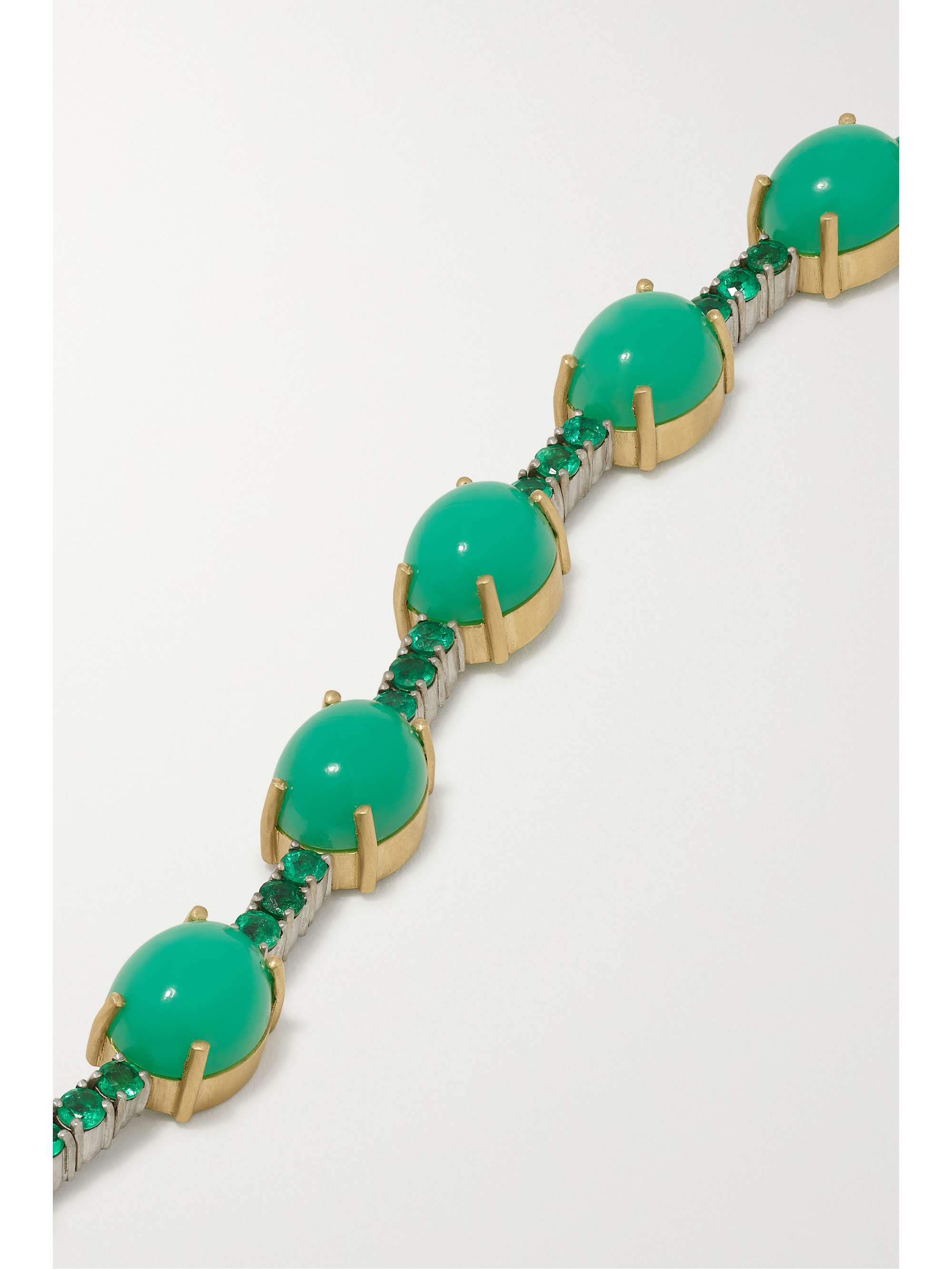 IRENE NEUWIRTH Classic Tennis 18-karat gold, chrysoprase and emerald bracelet