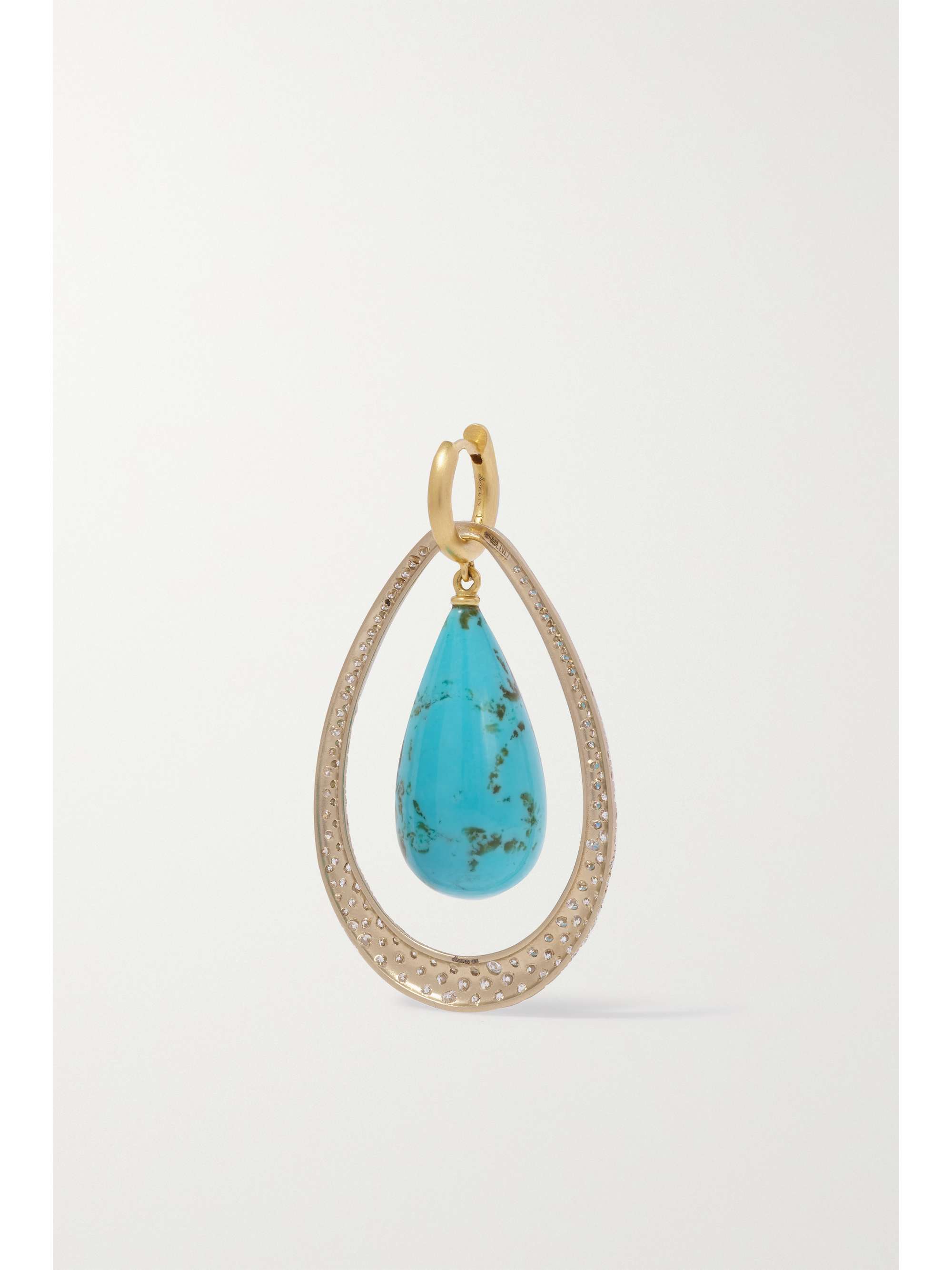 IRENE NEUWIRTH Swing Hoops 18-karat yellow and white gold, turquoise and diamond earrings