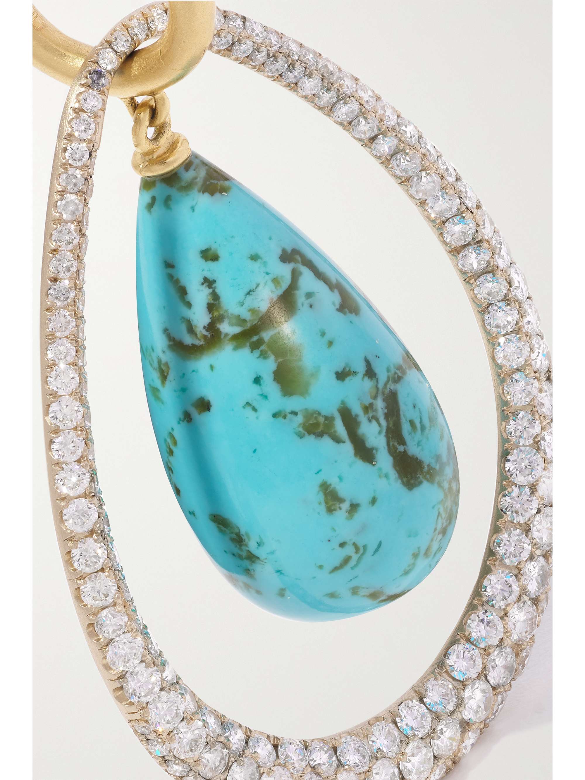 IRENE NEUWIRTH Swing Hoops 18-karat yellow and white gold, turquoise and diamond earrings
