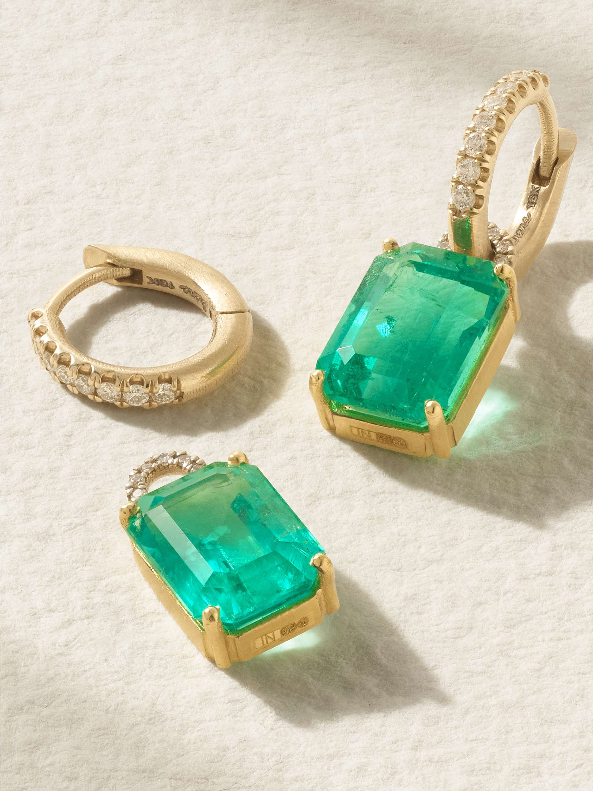 IRENE NEUWIRTH Gemmy Gem 18-karat yellow and white gold, emerald and diamond hoop earrings