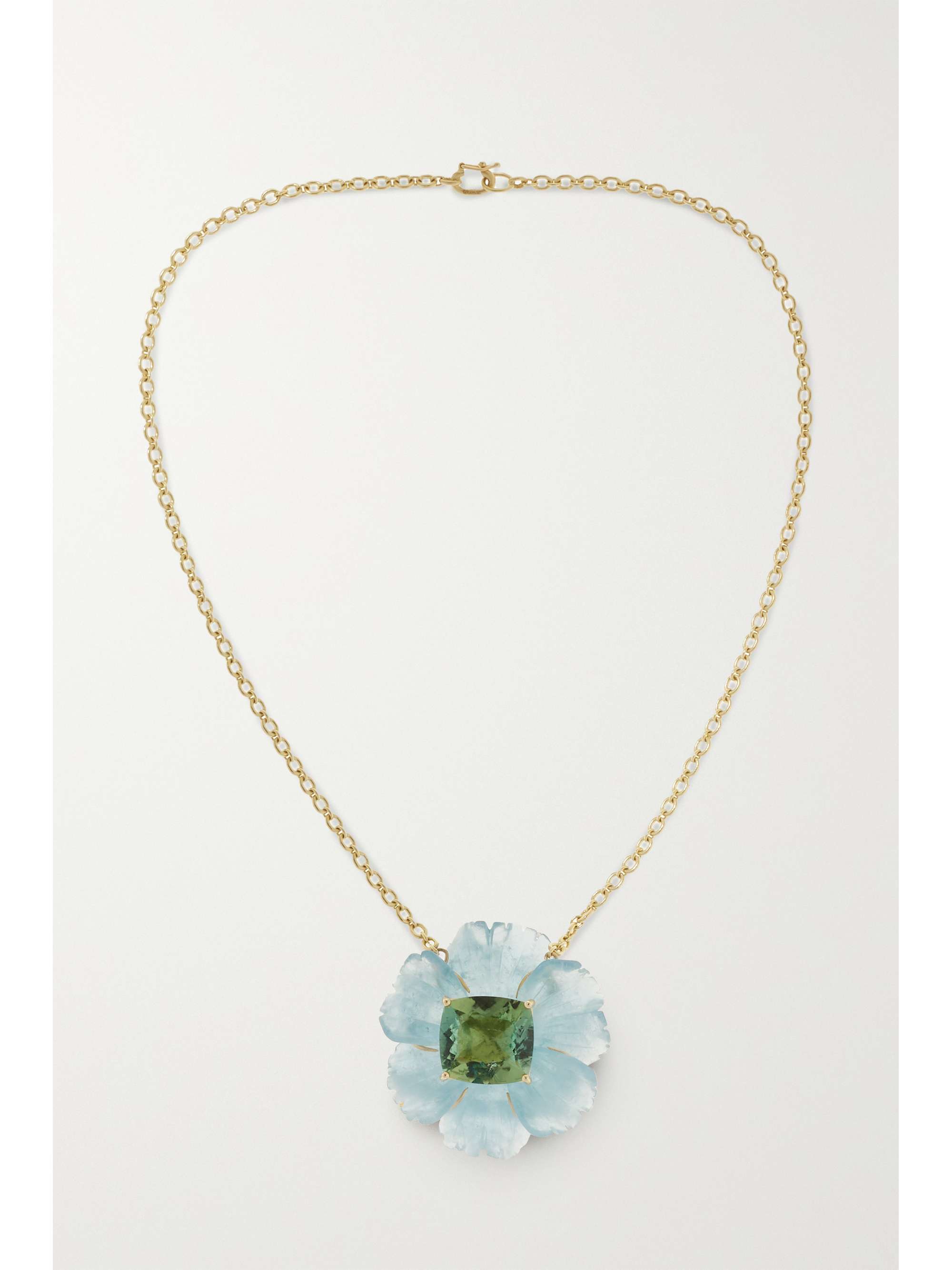 IRENE NEUWIRTH Tropical Flower 18-karat gold, aquamarine and tourmaline necklace