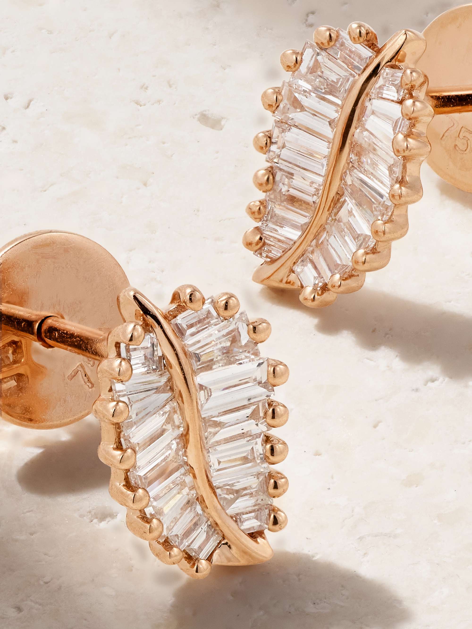 ANITA KO Palm Leaf small 18-karat rose gold diamond earrings