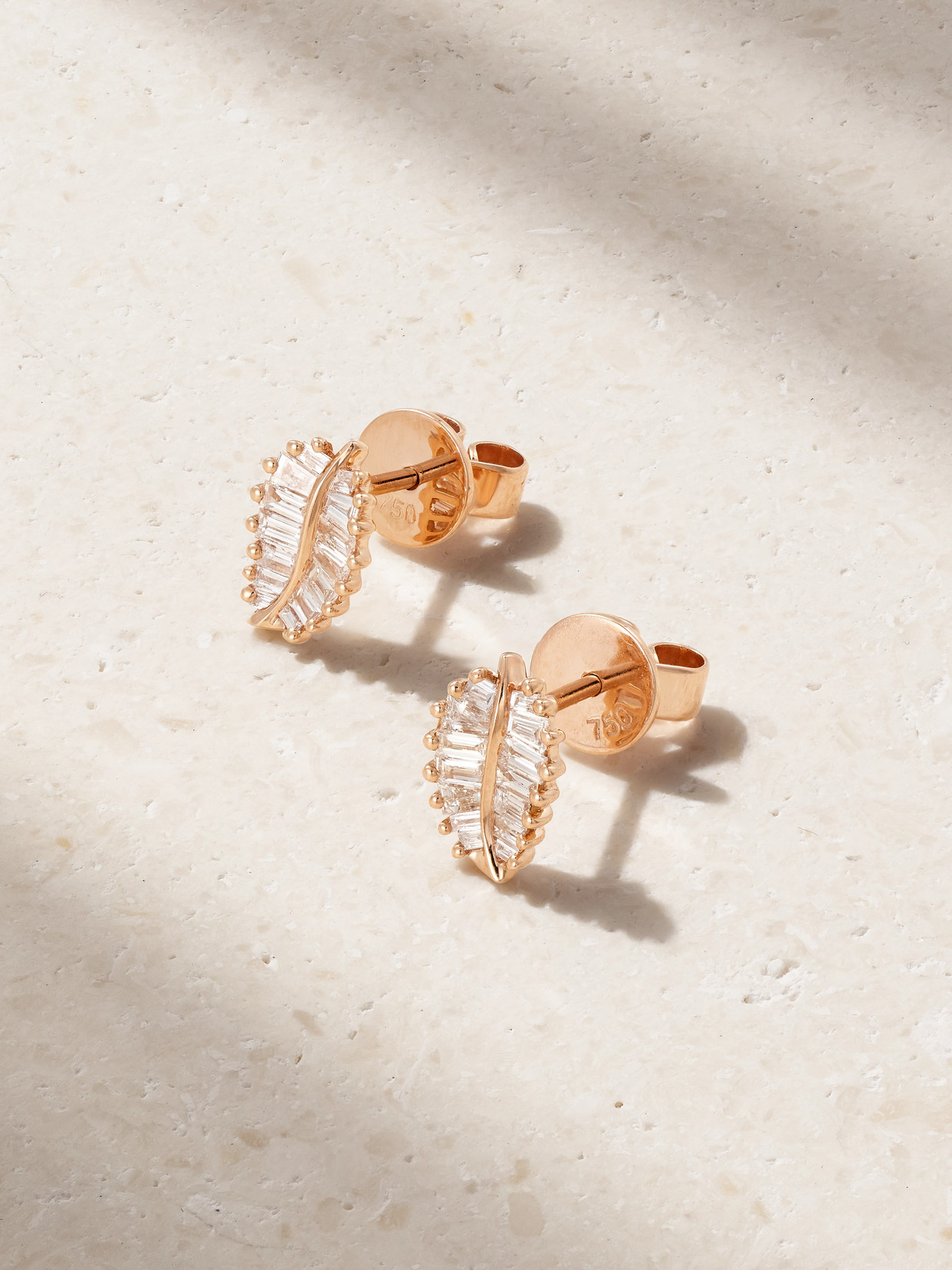 Anita Ko - Palm Leaf Small 18-karat Rose Gold Diamond Earrings - one size