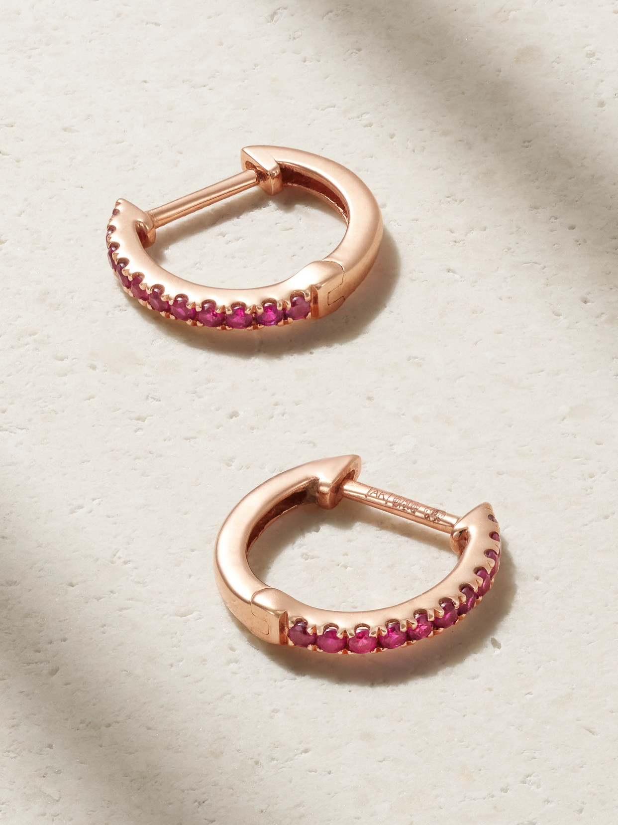 Anita Ko - Huggies 18-karat Rose Gold Ruby Earrings - One size