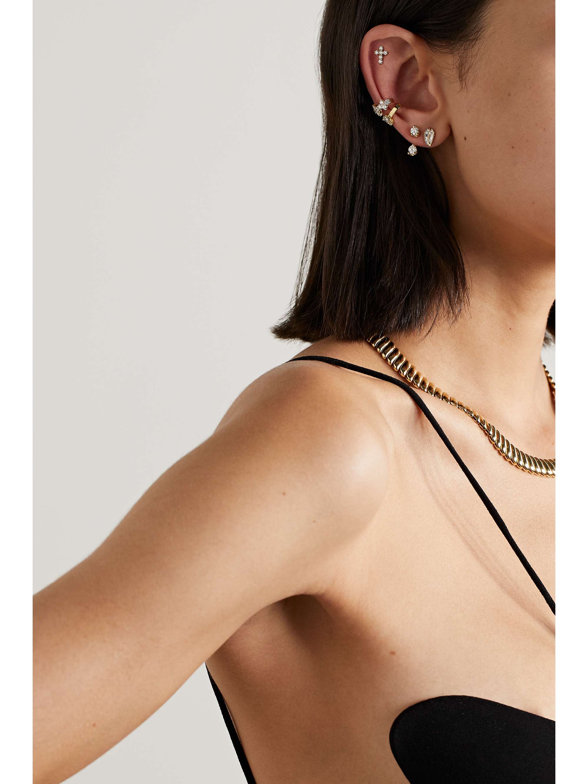 ANITA KO Small 18-karat gold diamond earrings
