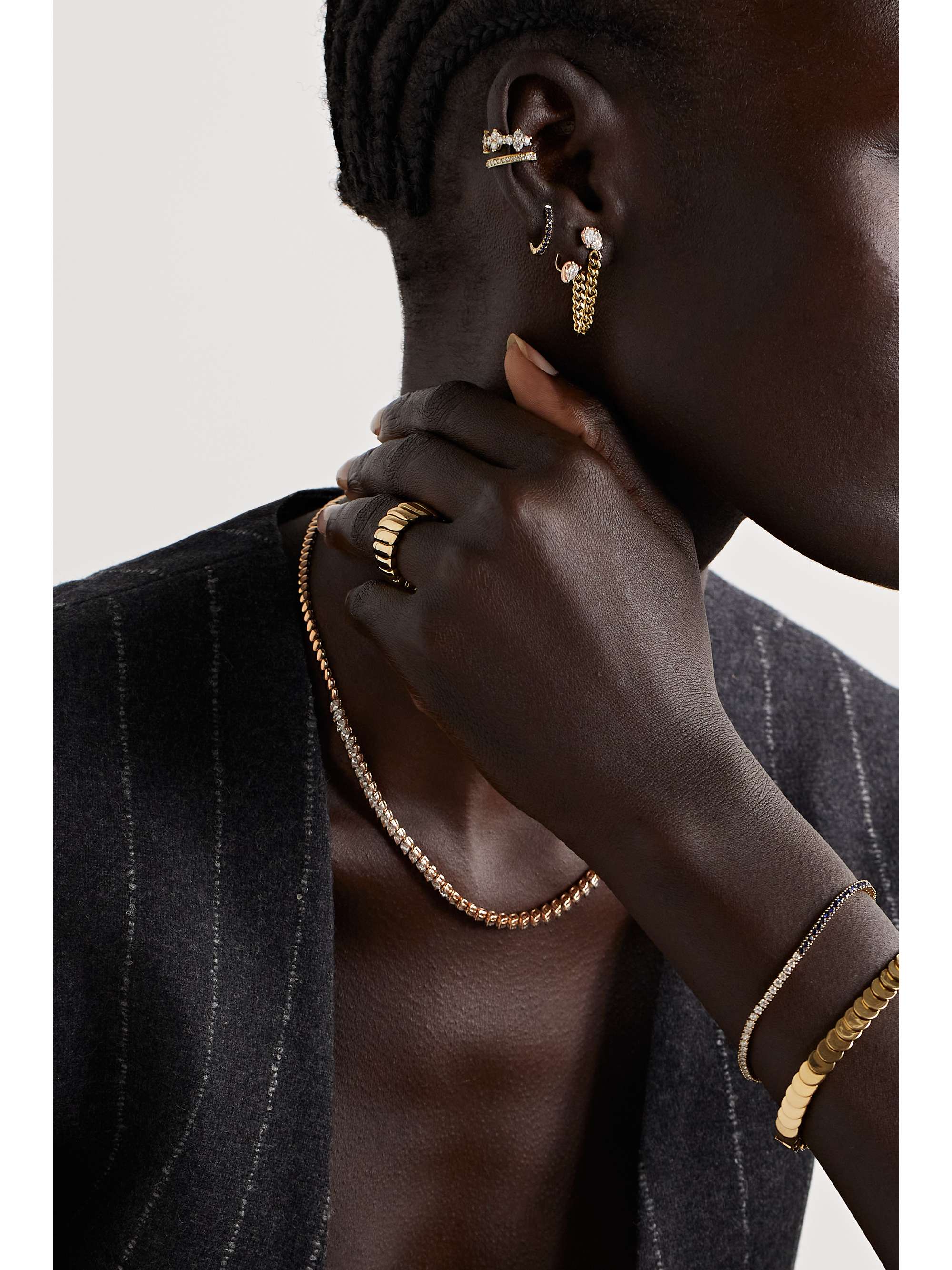 ANITA KO Huggies 18-karat gold sapphire earrings