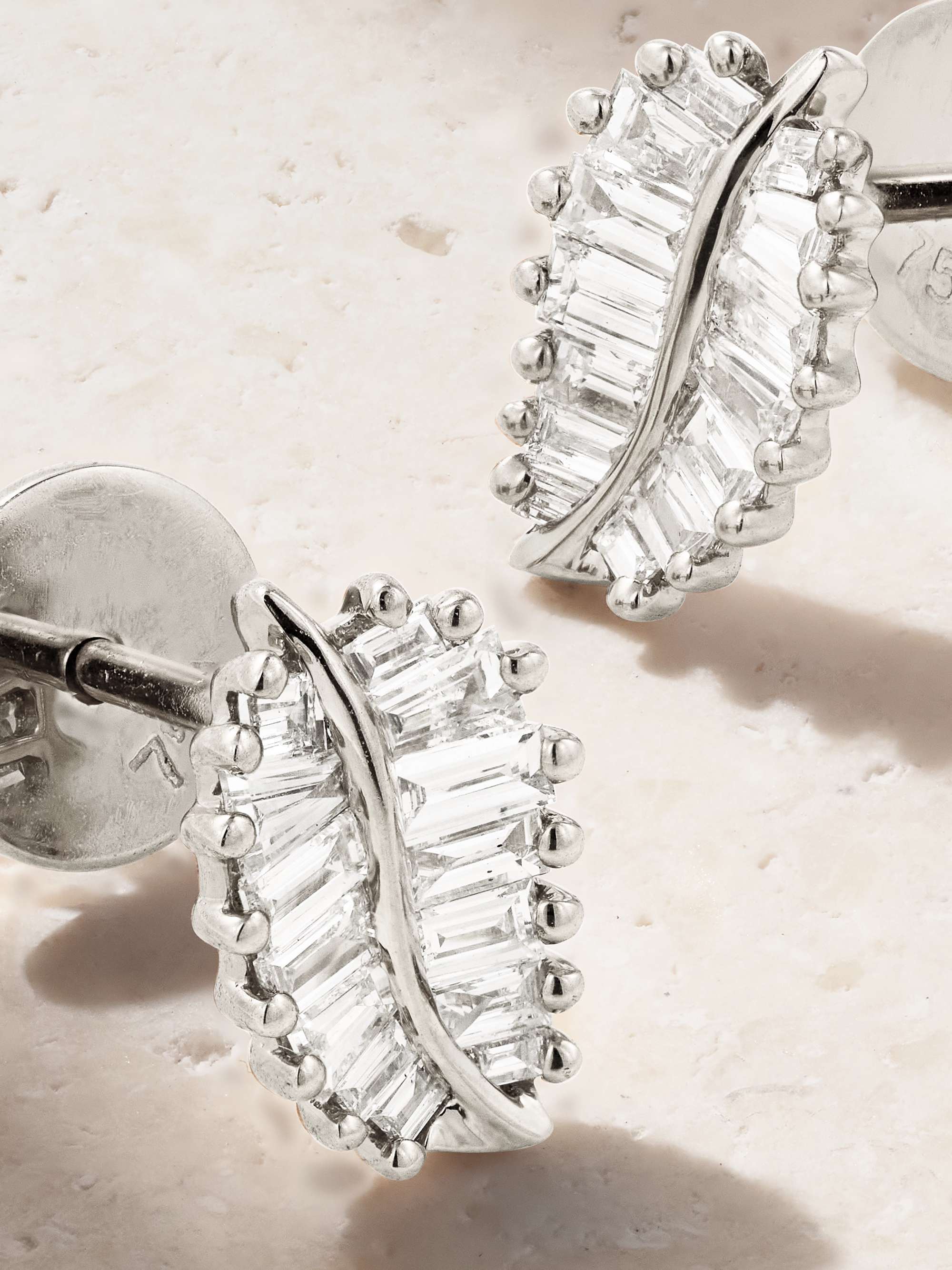 ANITA KO Palm Leaf small 18-karat white gold diamond earrings