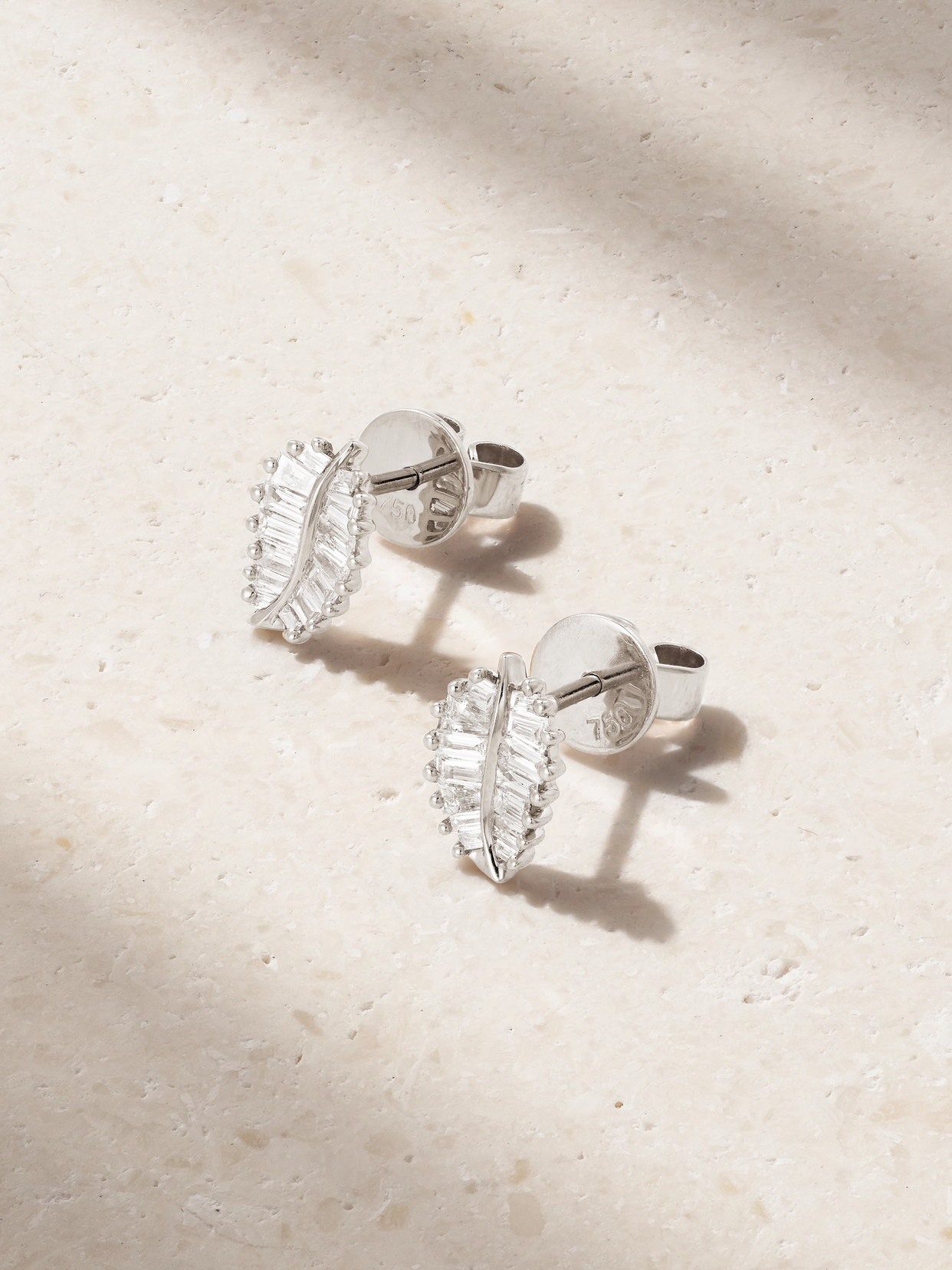 Anita Ko Palm Leaf Small 18-karat White Gold Diamond Earrings