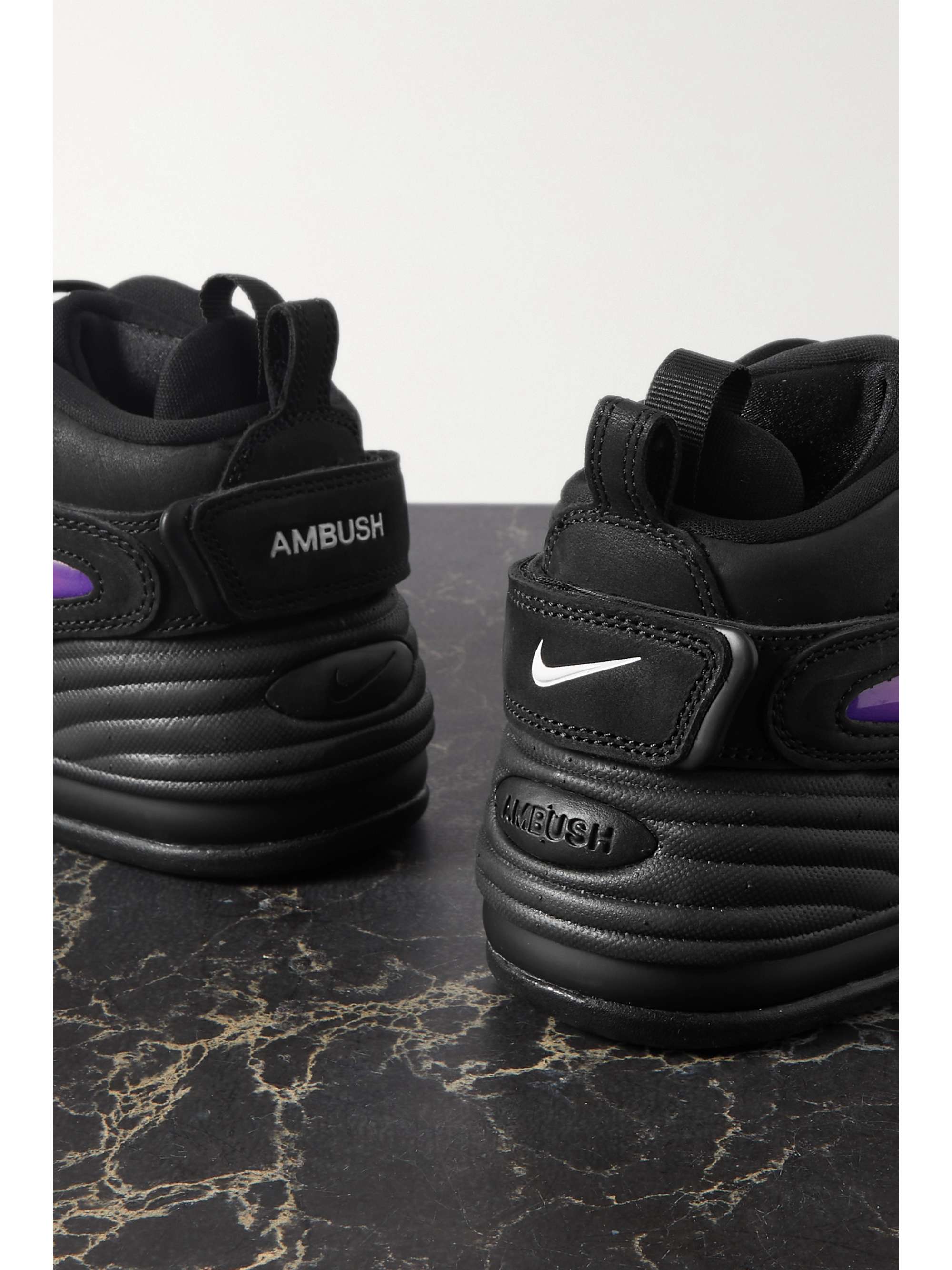 Black + Ambush Adjust Force SP rubber-trimmed suede sneakers | NIKE | NET-A-PORTER