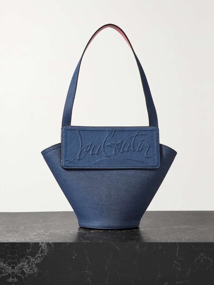 Christian Louboutin Loubishore Small Leather-trimmed Embossed Denim Tote
