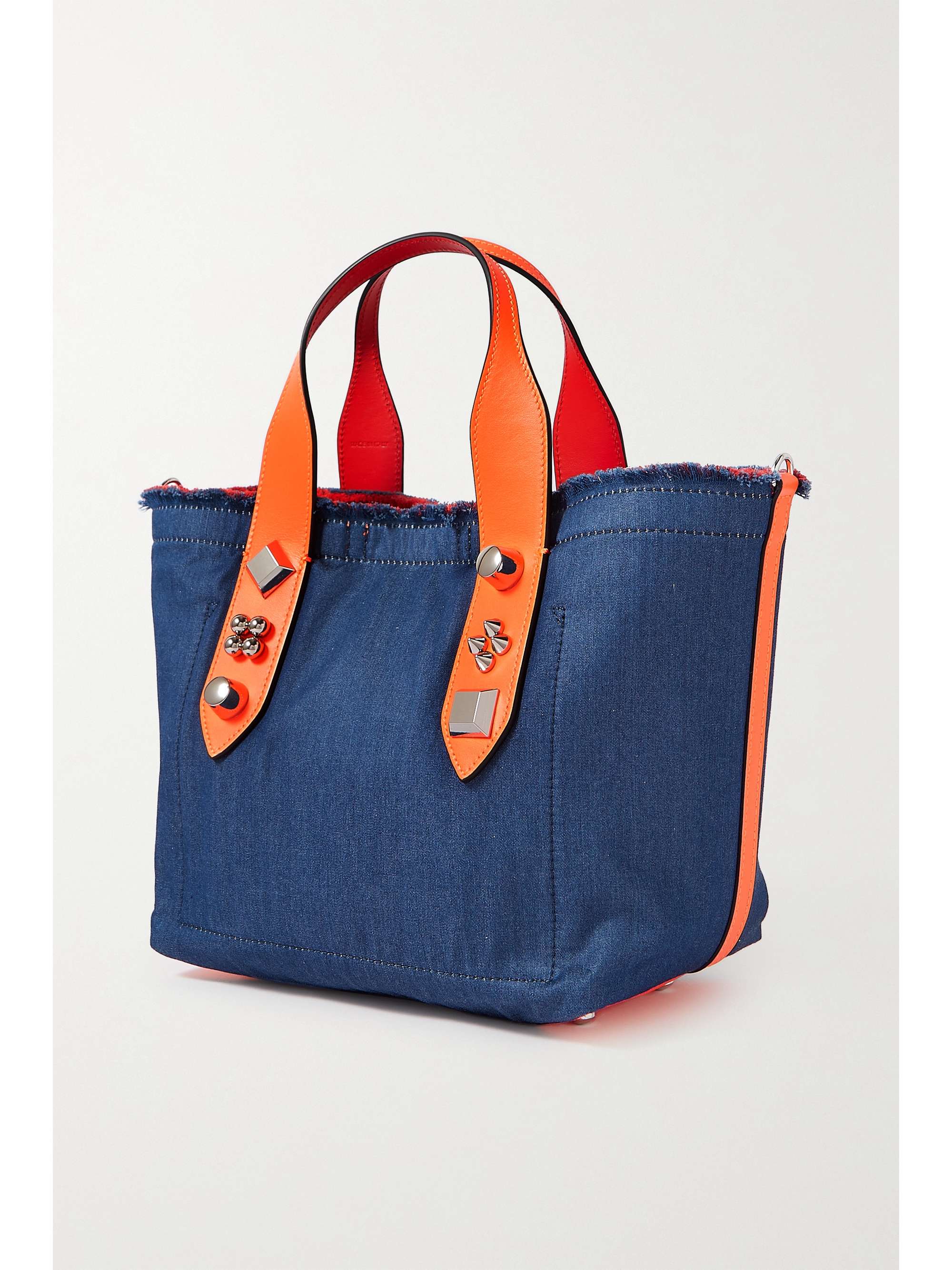 CHRISTIAN LOUBOUTIN Frangibus Small embellished leather-trimmed printed denim tote