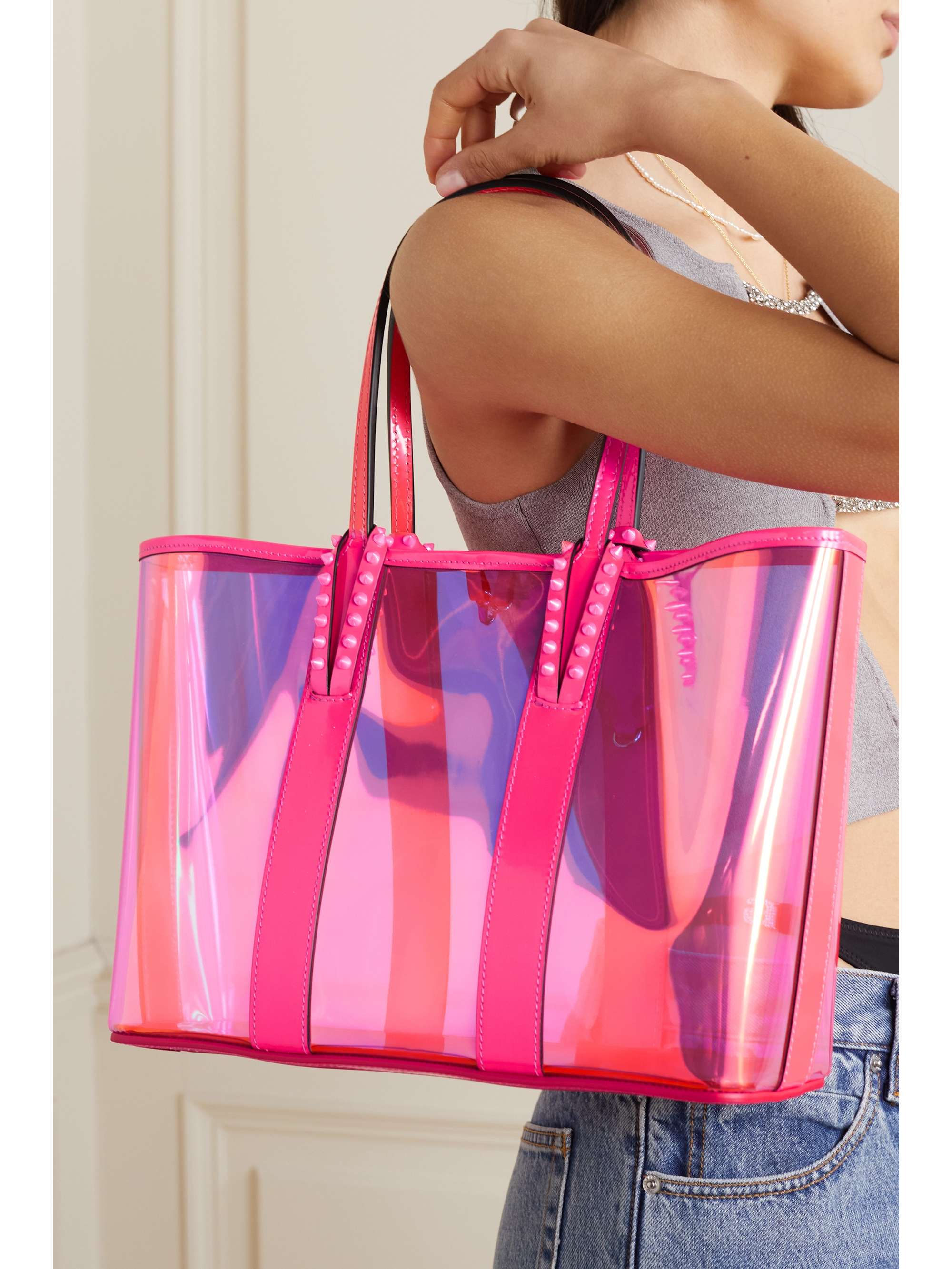 Christian Louboutin Fluo Pink Nano Cabata Bag In Hot Pink