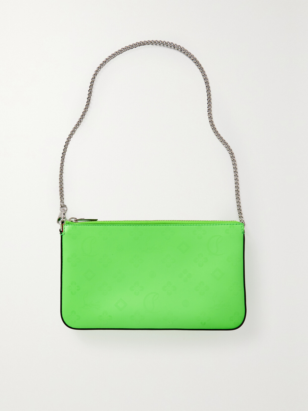 Christian Louboutin Loubila Leather Clutch In Green