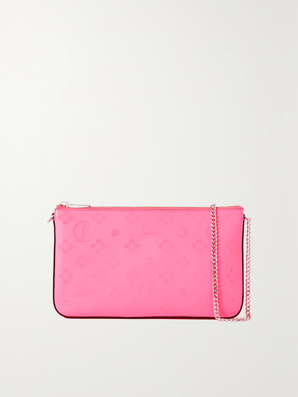 Christian Louboutin Loubila Embossed Leather Clutch In Pink