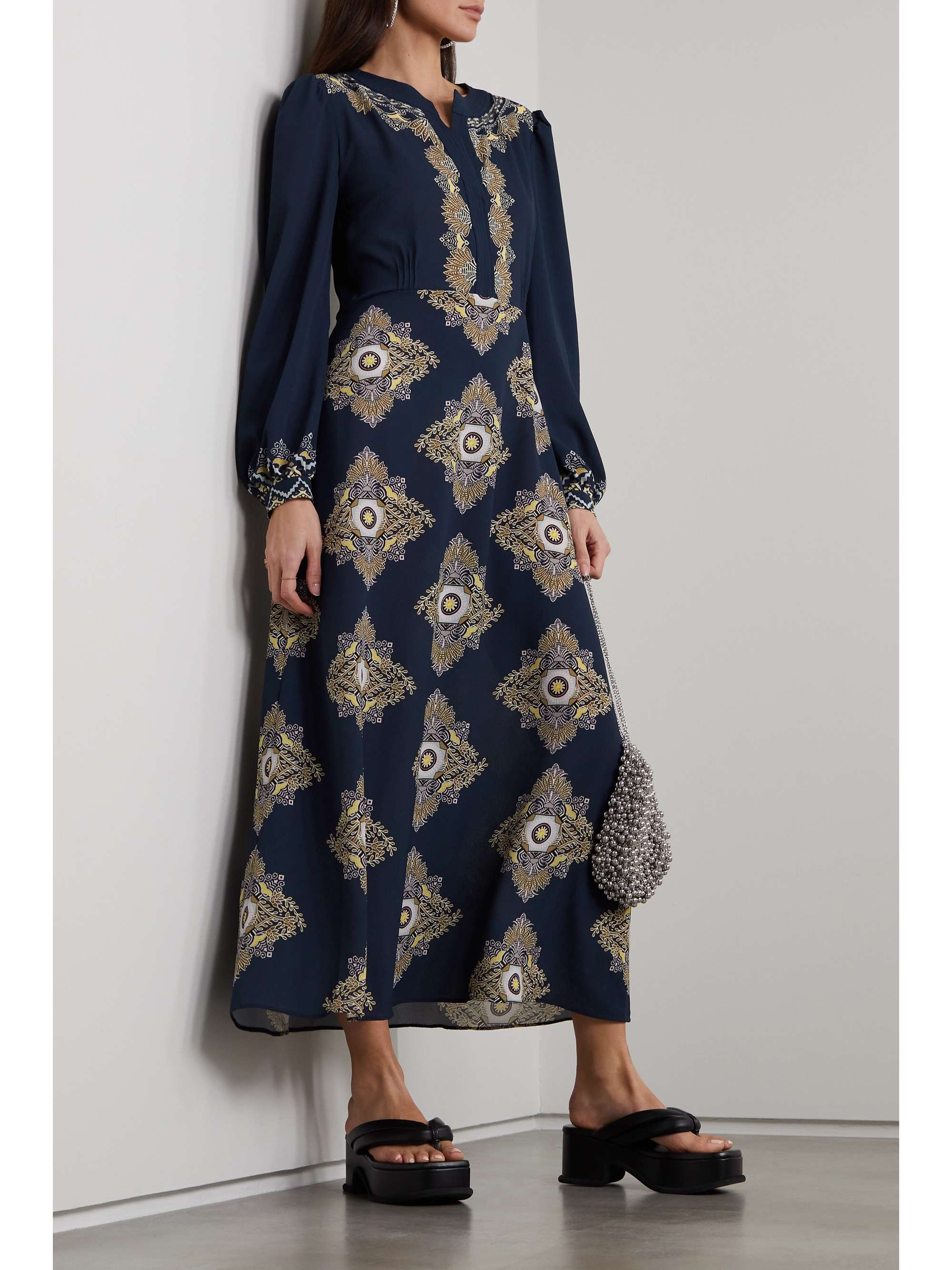 ETRO Printed crepe de chine midi dress