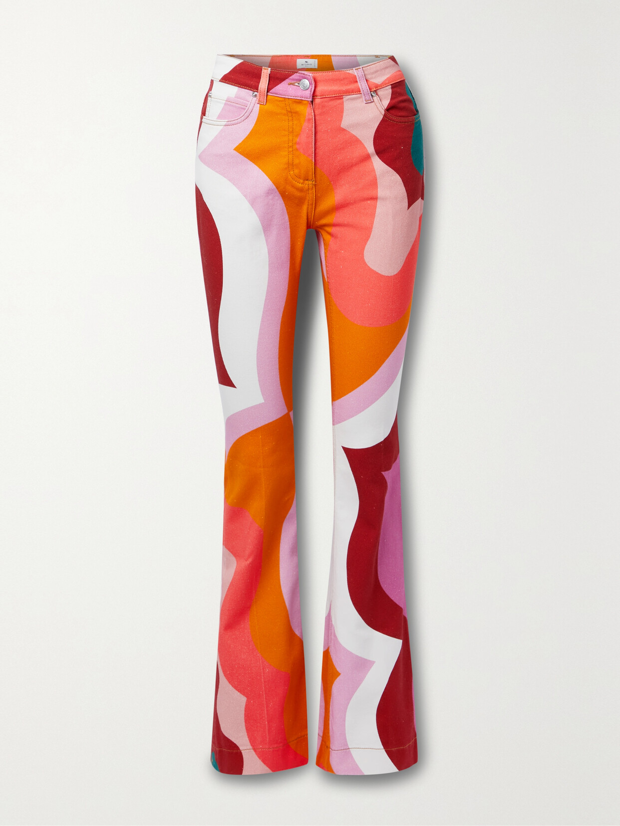 Etro - Printed High-rise Flared Jeans - Orange