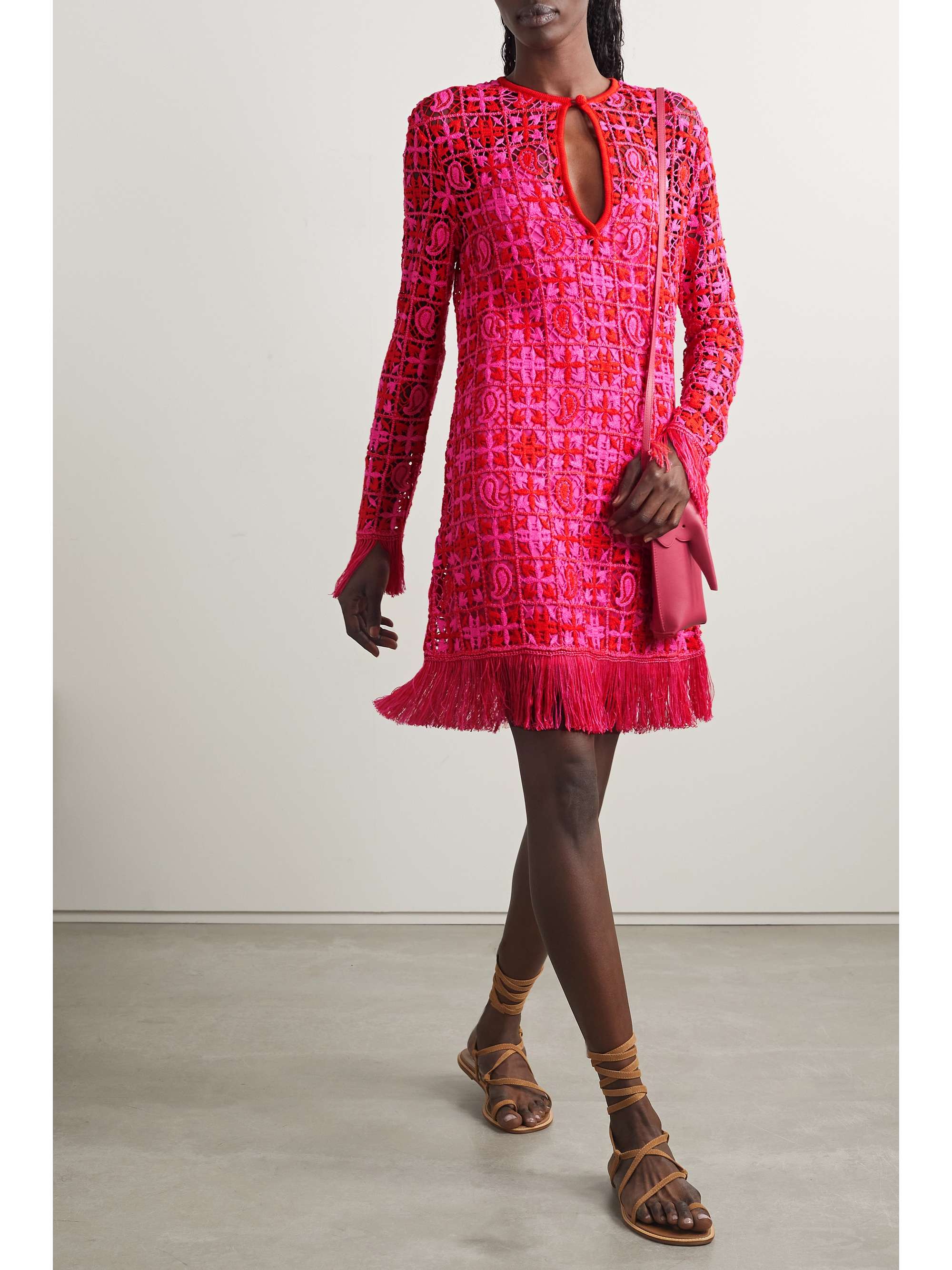 ETRO Fringed crochet-knit dress