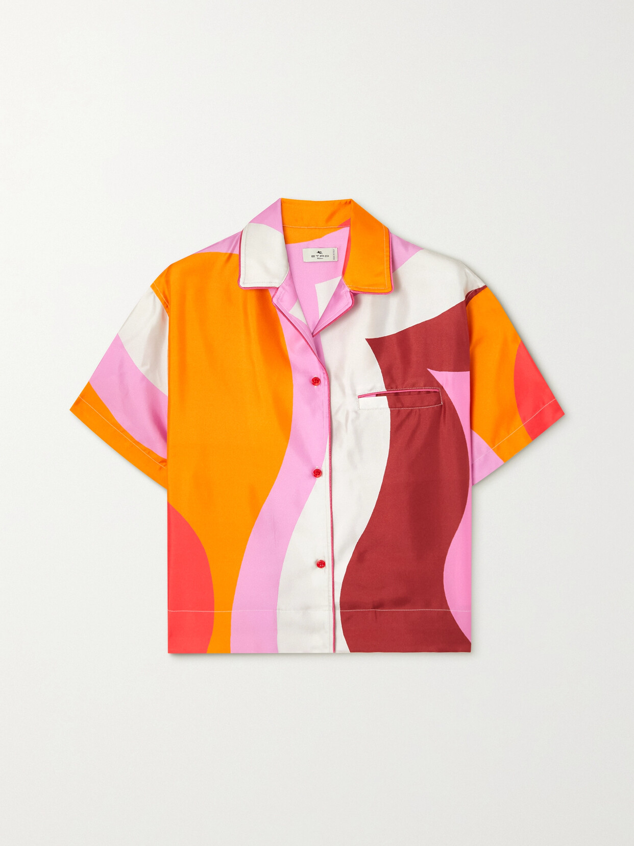 Etro - Cropped Printed Silk-satin Shirt - Orange