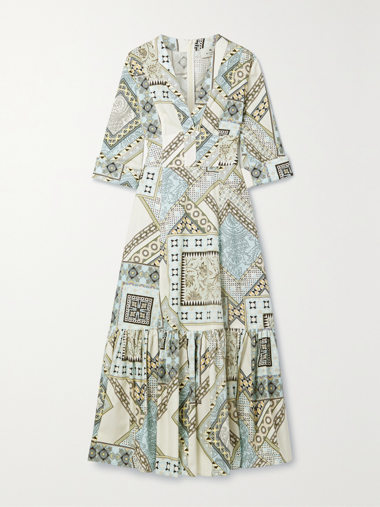 Etro - Printed Cotton-poplin Midi Dress - Blue