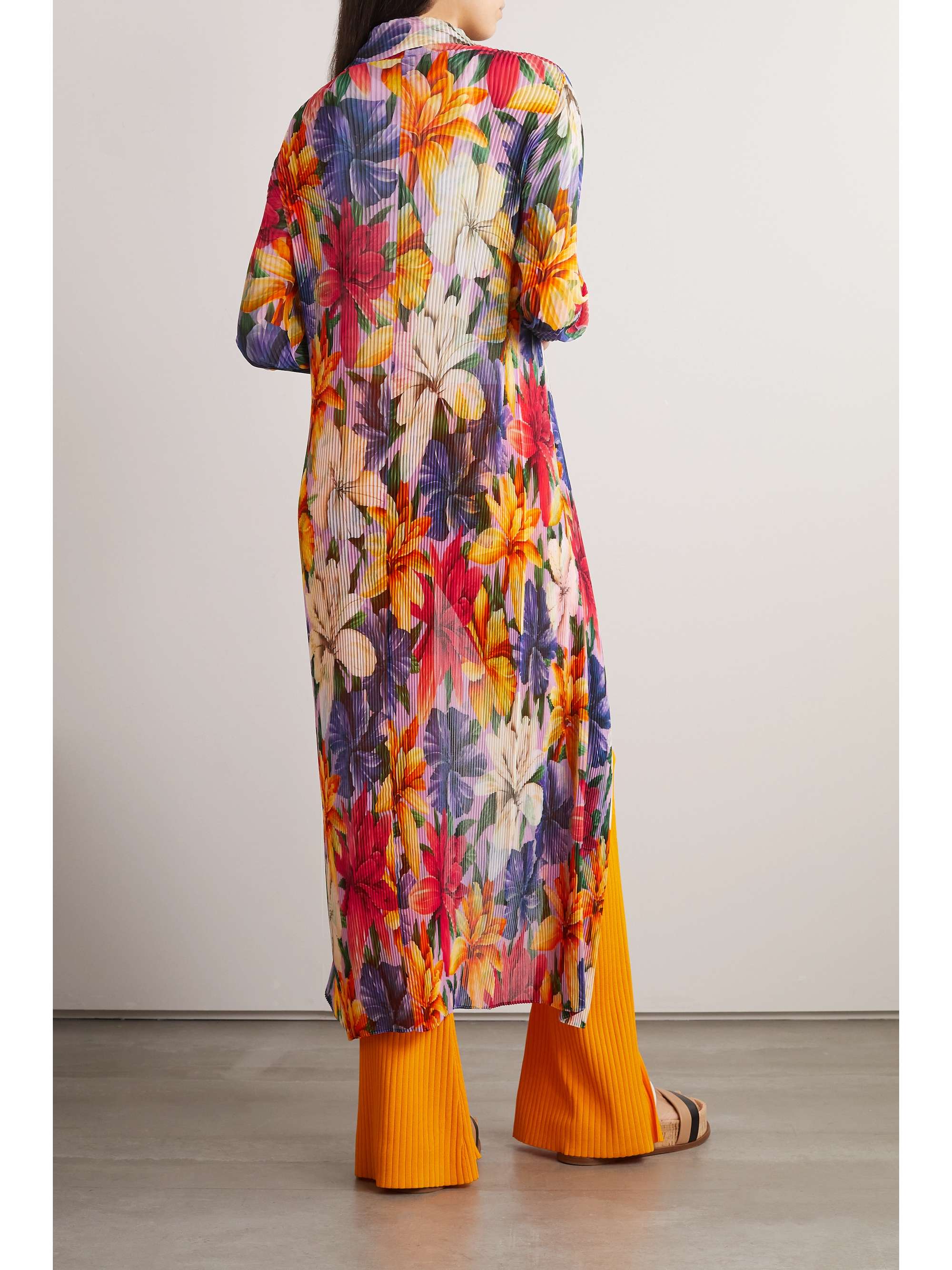 ETRO Floral-print plissé-gauze coat