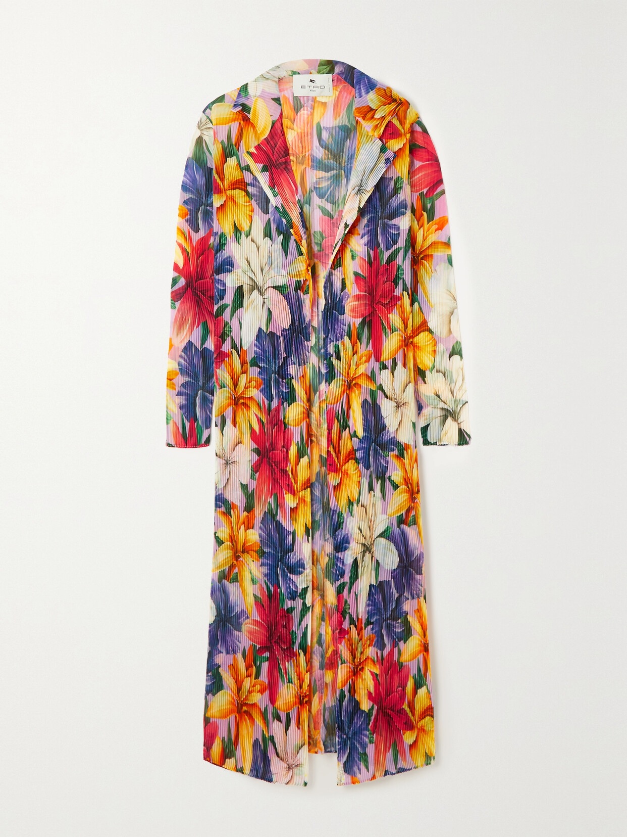 Etro - Floral-print Plissé-gauze Coat - Blue