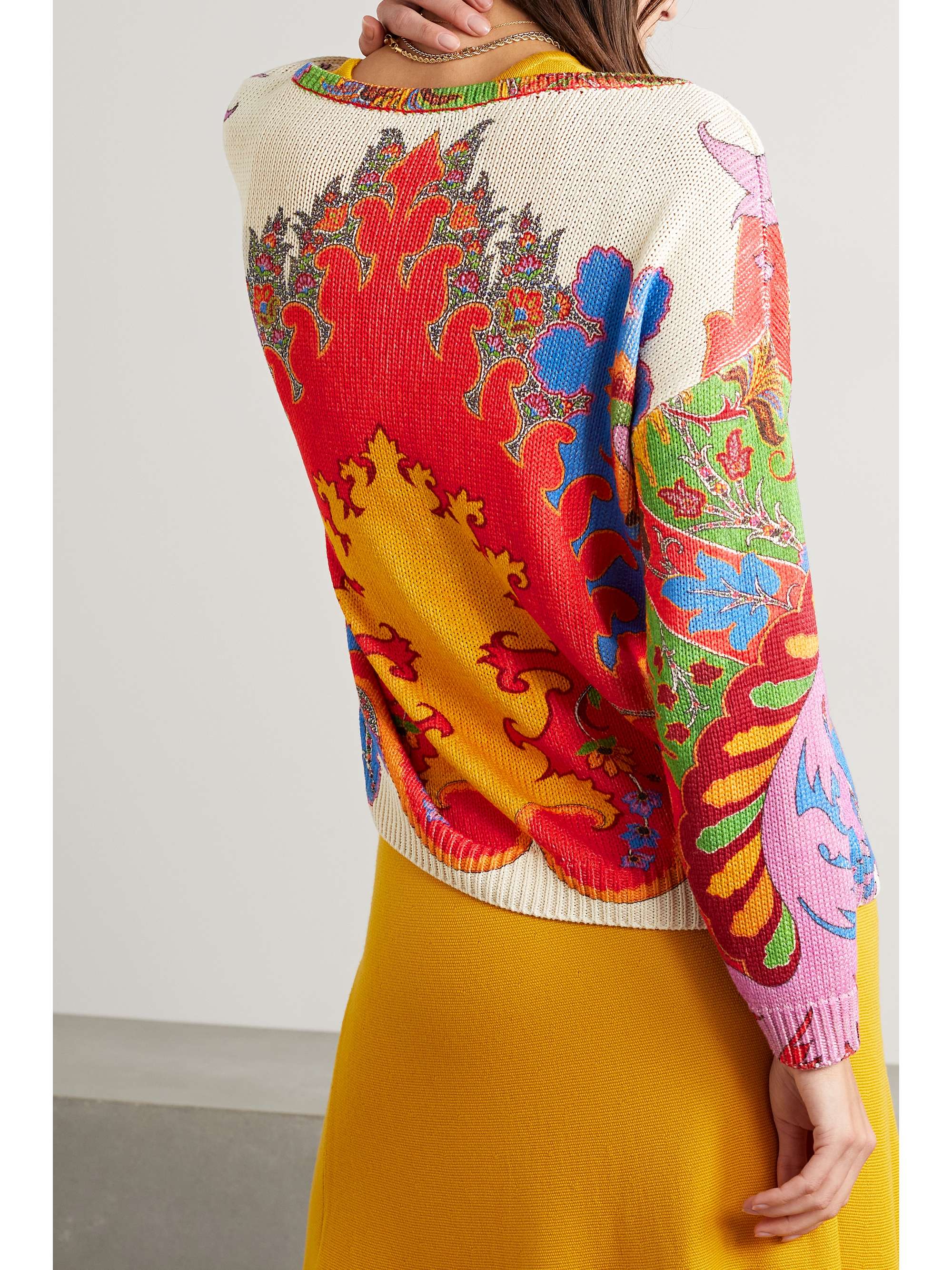 ETRO Printed silk and linen-blend sweater