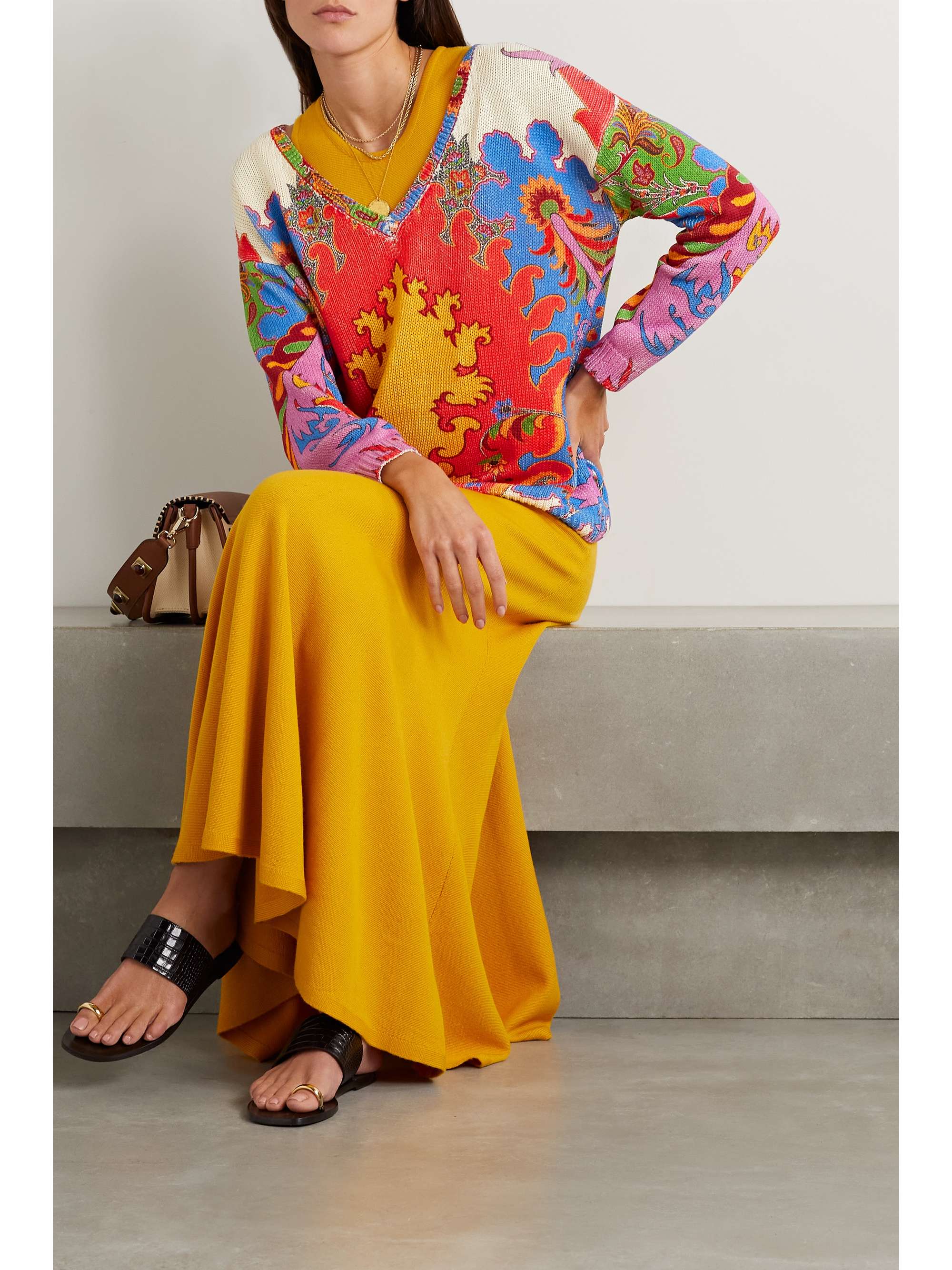ETRO Printed silk and linen-blend sweater