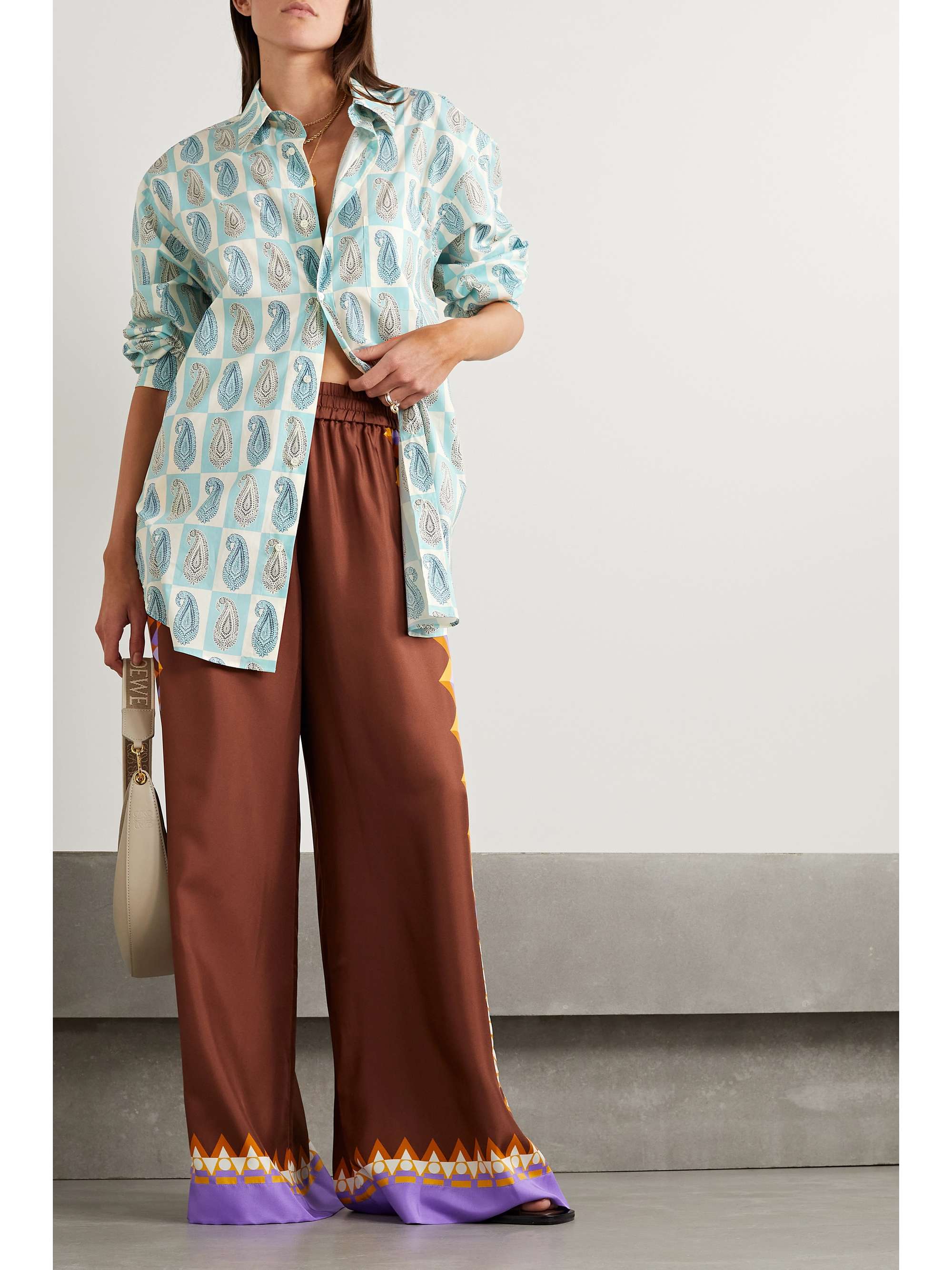 ETRO Printed cotton-blend poplin shirt