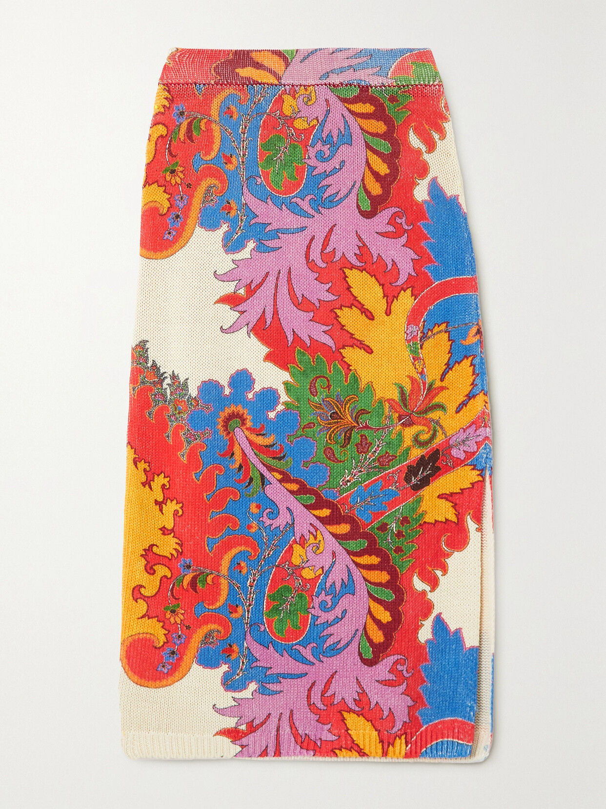 Etro - Paisley-print Silk And Linen-blend Jersey Midi Skirt - Red